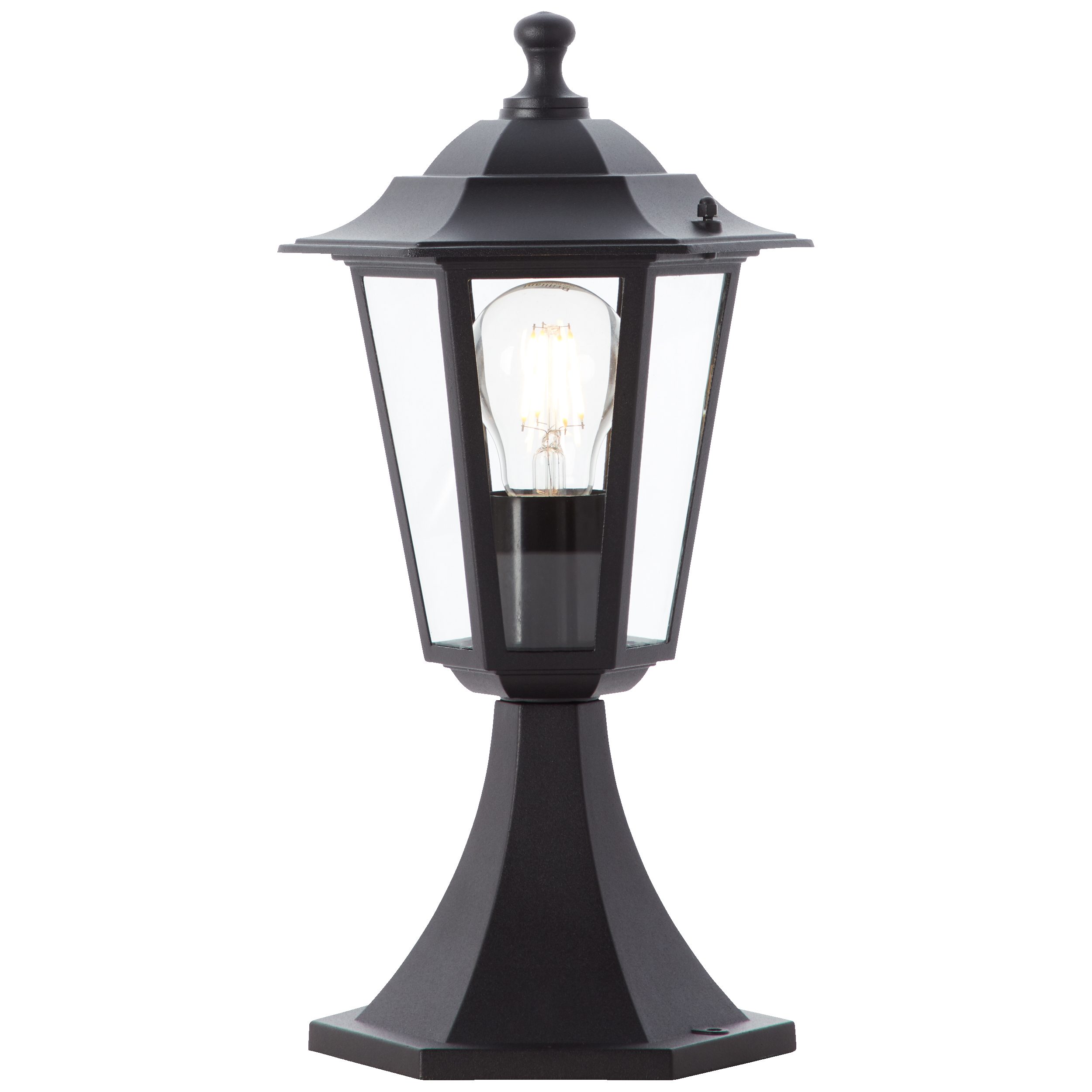 Lightbox Außen-Stehlampe, ohne Leuchtmittel, Pollerlampe, 36 x 19 x 17 cm, E27, max. 60 W, IP44, Metall/Glas