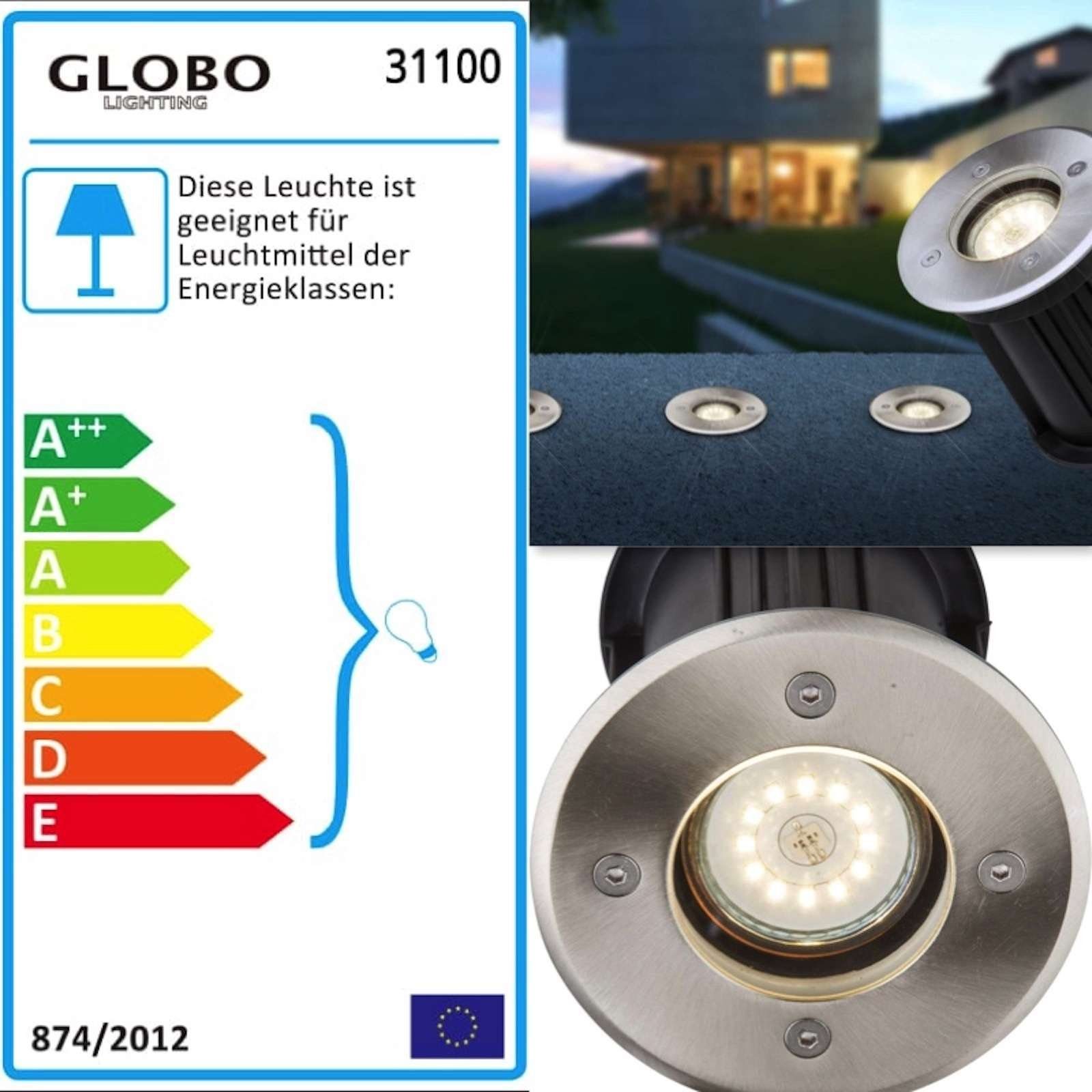 rund Bodeneinbaustrahler Einfahrt GLOBO 31100 Style Gartenleuchte IP67 Globo Außenleuchte