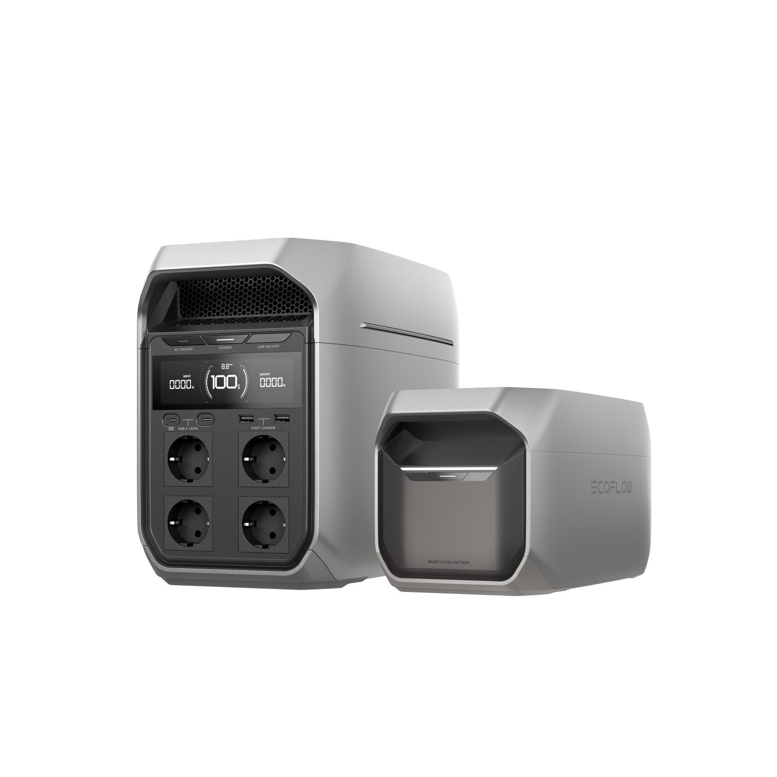 Ecoflow EcoFlow Powerstation DELTA 3 PLUS mit intelligentem Zusatzakku Powerstation, 2k Wh LiFePO4 Batterie, für Wohnmobile, Camping und Stromausfälle
