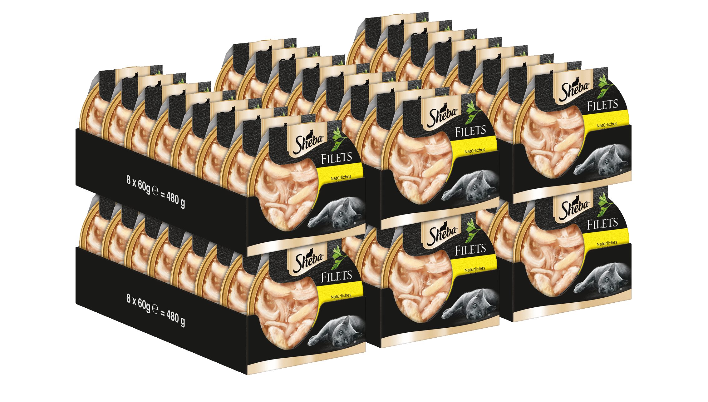 Sheba SHEBA® Schale Filets Huhn Katzenfutter Nassfutter 3 x 16 x 60g, Nassfutter für: Katze