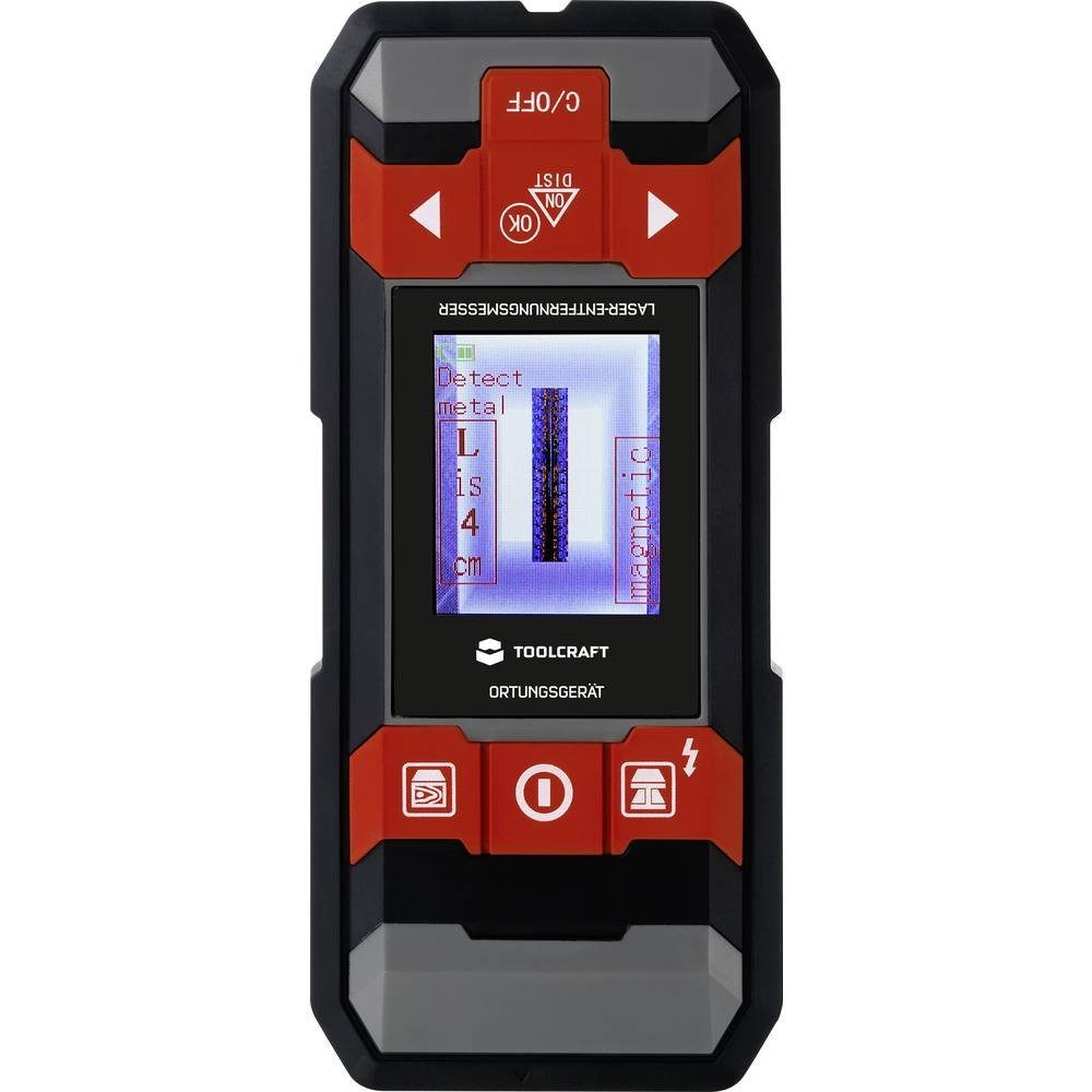 TOOLCRAFT Leitungsortungsgerät Ortungsgerät Metall 2-in-1 Laser-Detektor 100 mm TO-6994572, inkl. Laser-Entfernungsmesser