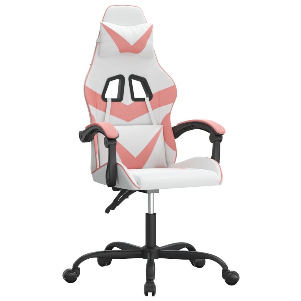 Gaming-Stuhl Gaming-Stuhl Drehbar Weiß und Rosa Kunstleder