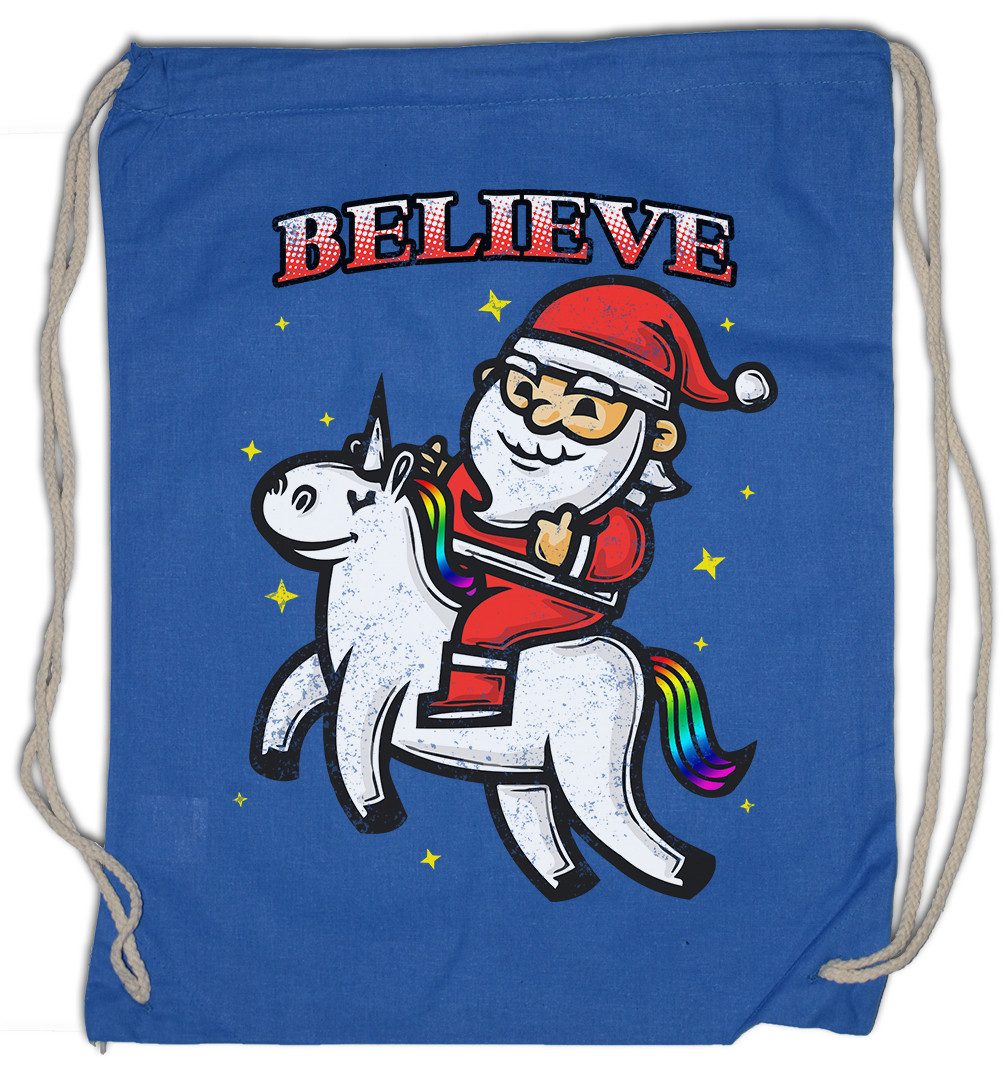 Turnbeutel Believe Unicorn Santa Turnbeutel Einhorn Regenbogen Rainbow Clause