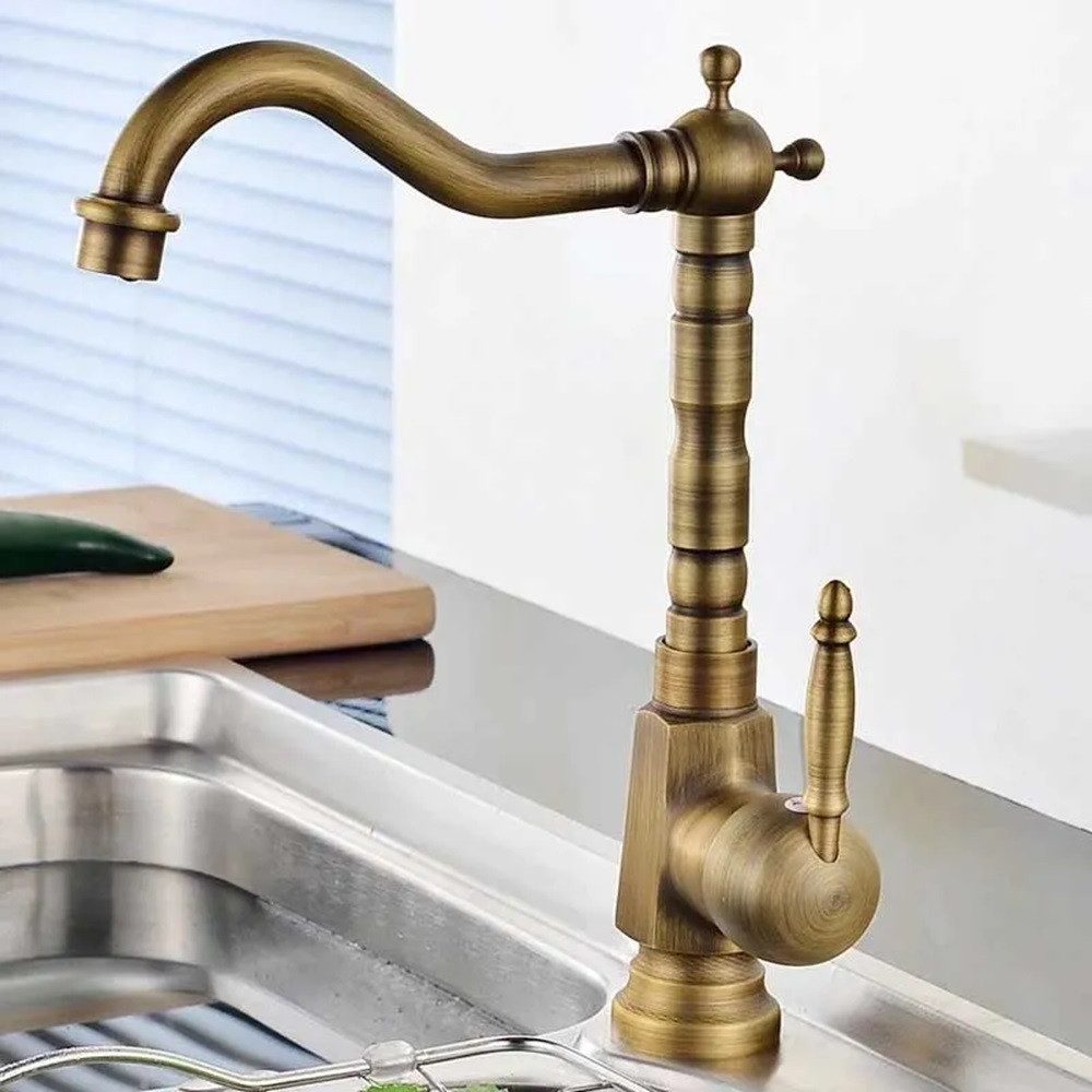wohnwerk.idee Badarmatur Waschbeckenarmatur Wasserhahn Gold Schwarz Vintage Antik Bona