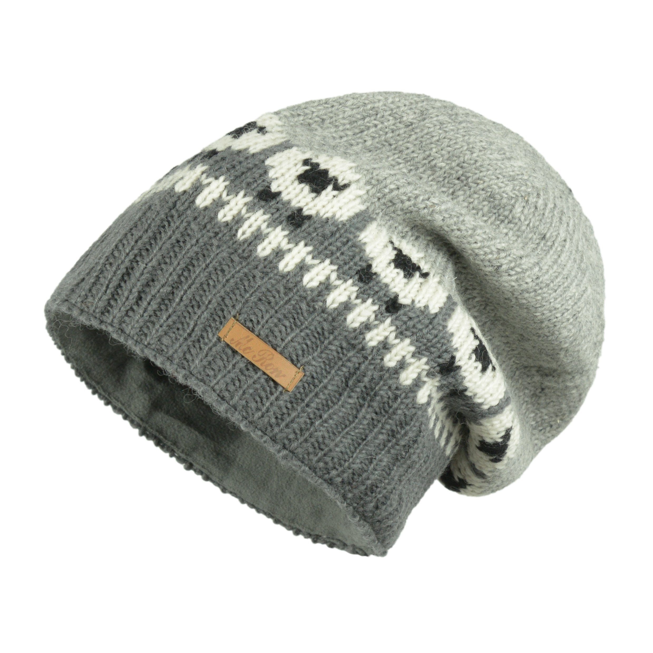 Grau Schaf "Modell Design Beanie Samsar" im Wollmütze Strickmütze McRon