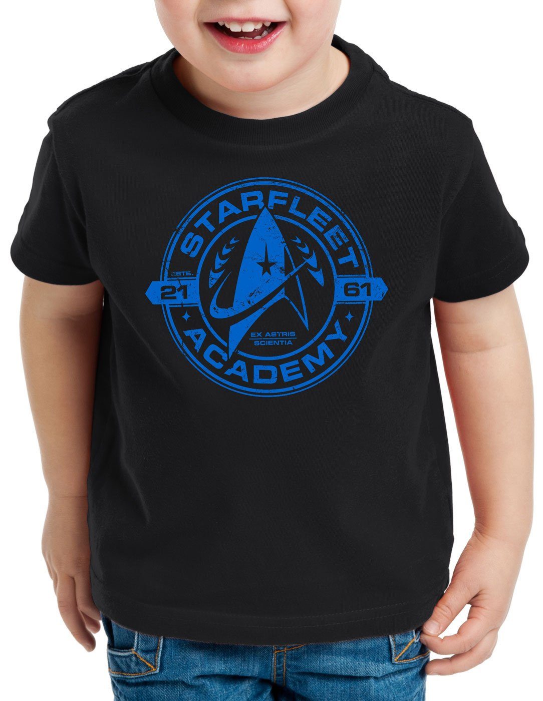 Starfleet trek schwarz T-Shirt spock trekkie style3 Kinder Academy Print-Shirt kirk