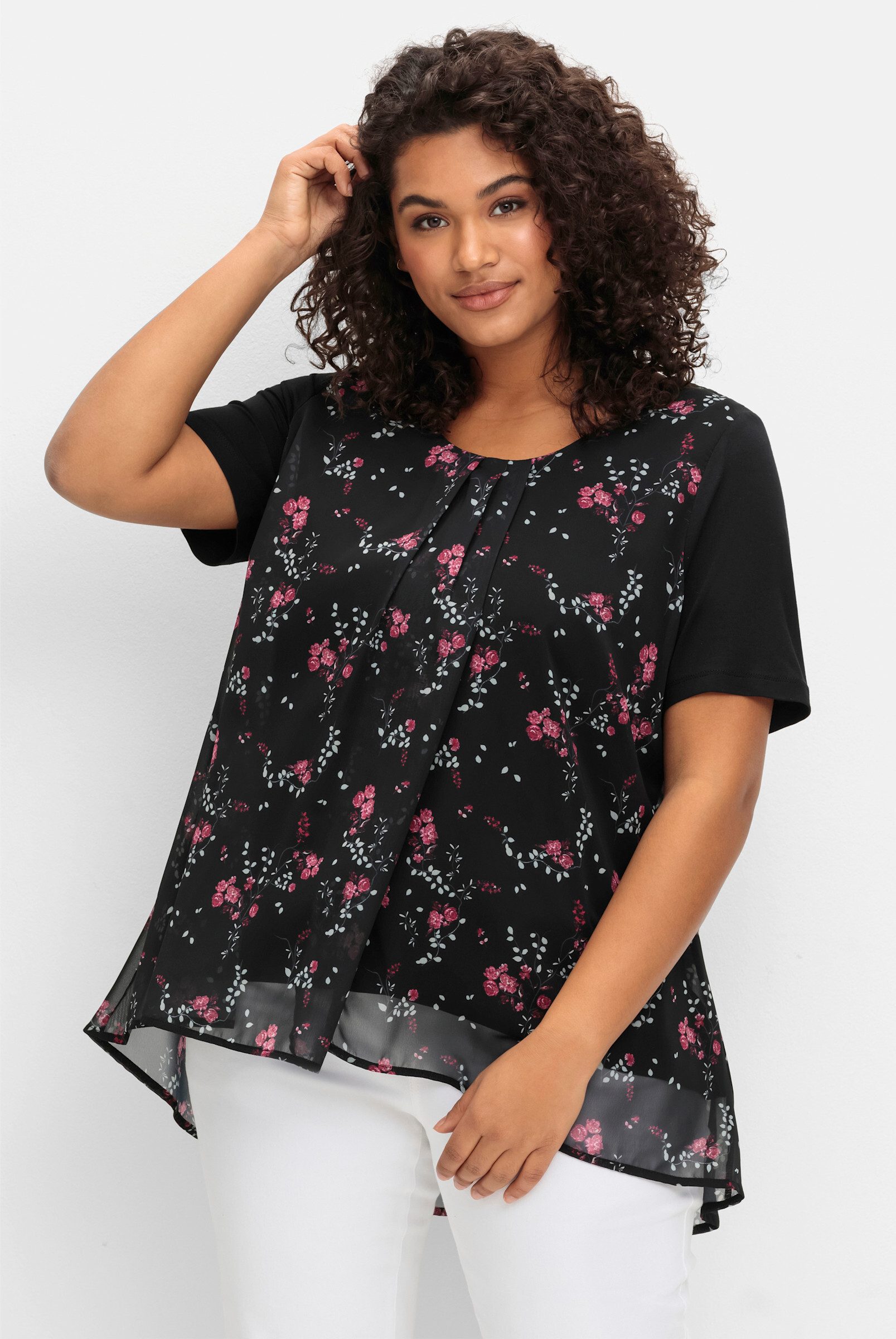Sheego T-Shirt Blusenshirt . aus Jersey und Chiffon günstig online kaufen