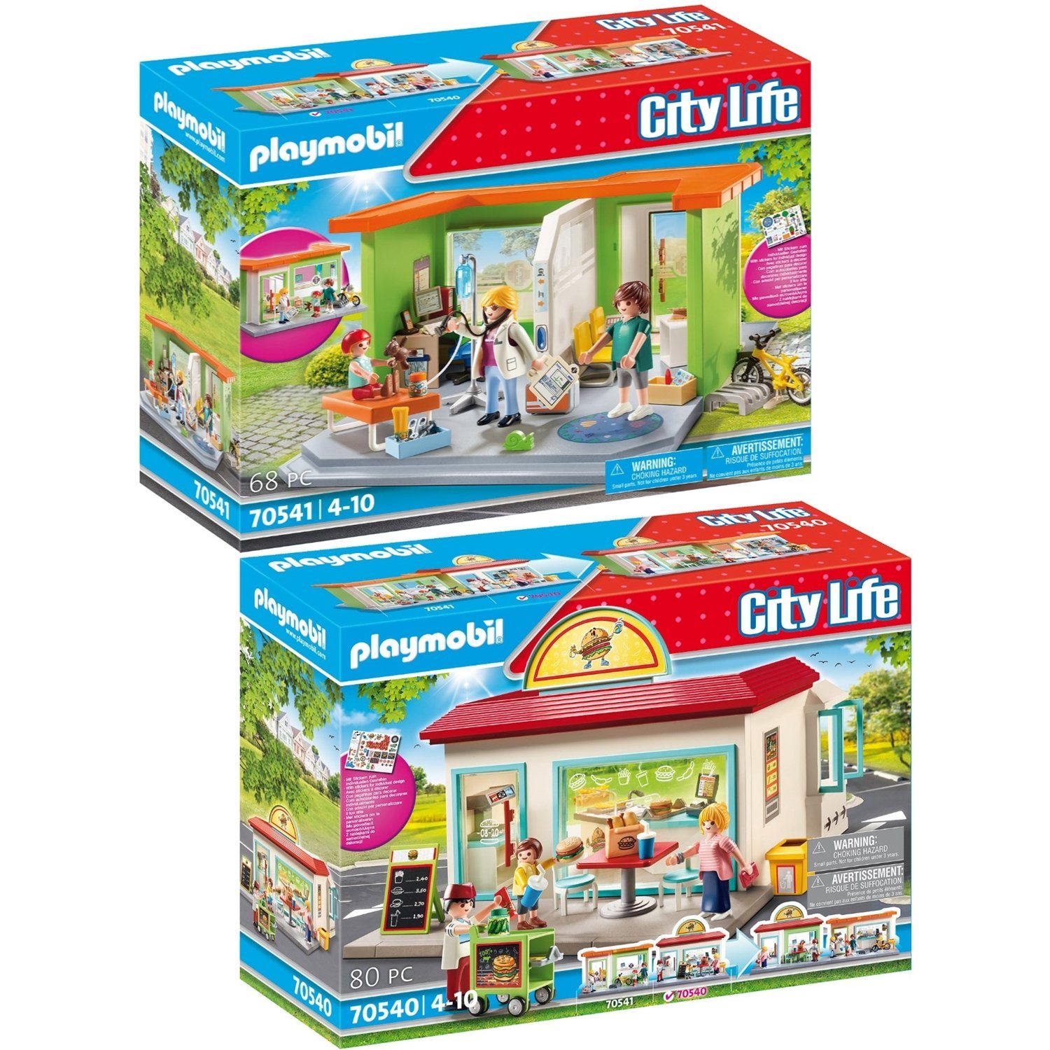 Playmobil® Spielbausteine »70540 70541 City Life 2er Set Mein Burgerladen +  Meine«