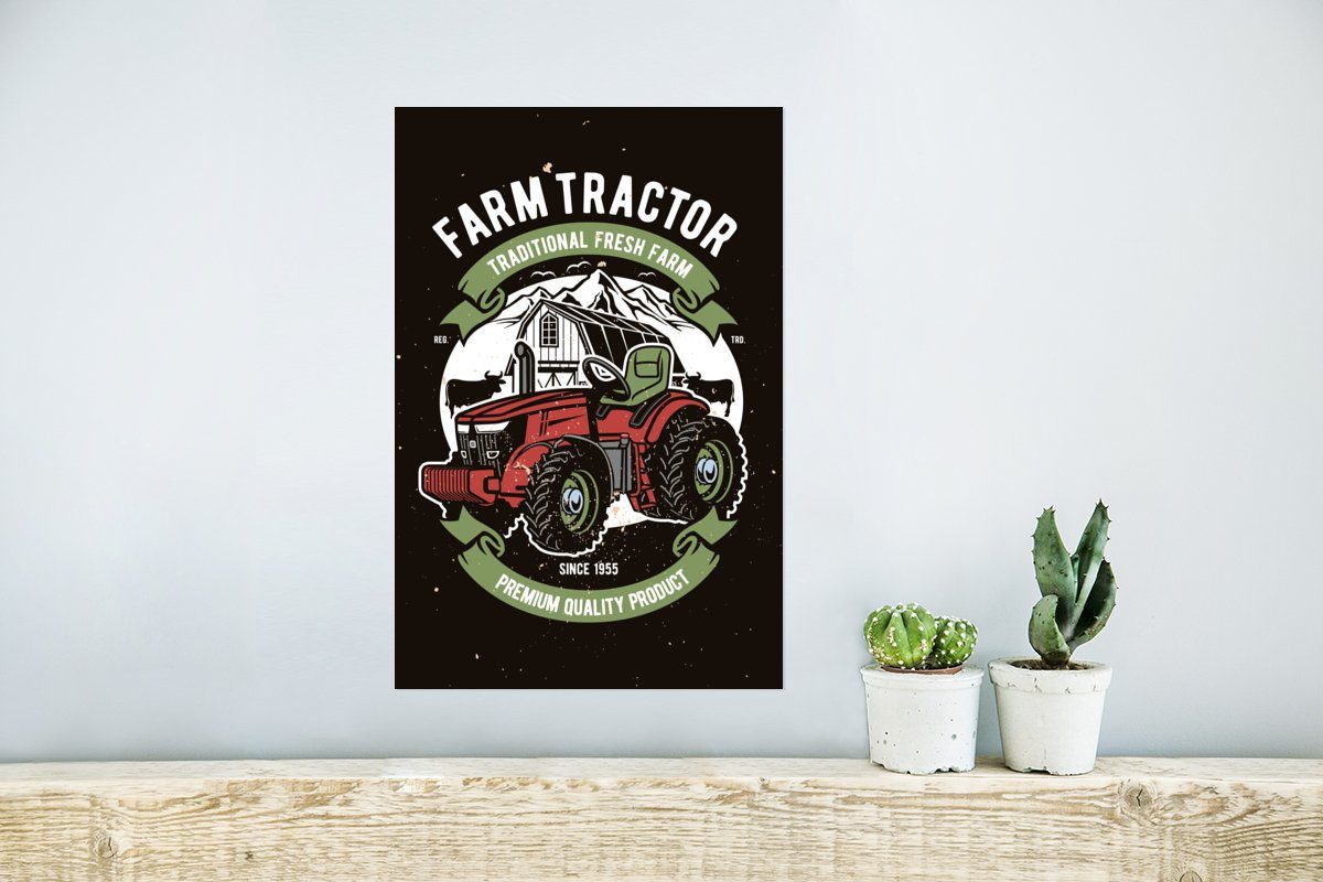 Traktor Retro, Wandposter Poster Poster, Rahmen für Ohne - Wohnzimmer, Wandbild, (1 Bauernhof MuchoWow - St),