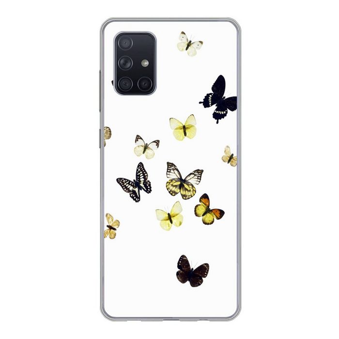 MuchoWow Handyhülle Schmetterlinge auf weißem Hintergrund Handyhülle Samsung Galaxy A51 5G Smartphone-Bumper Print Handy