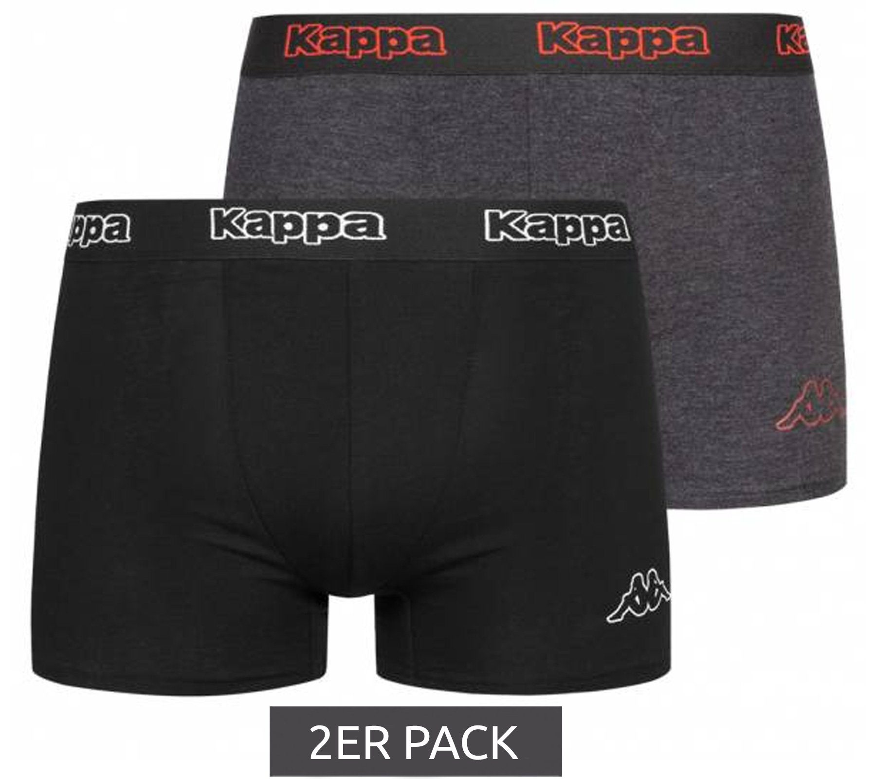Wäsche/Bademode Boxershorts Kappa Boxershorts 2er Pack Kappa Herren Boxershorts Unterhosen Unterwäsche Schwarz/Anthrazit