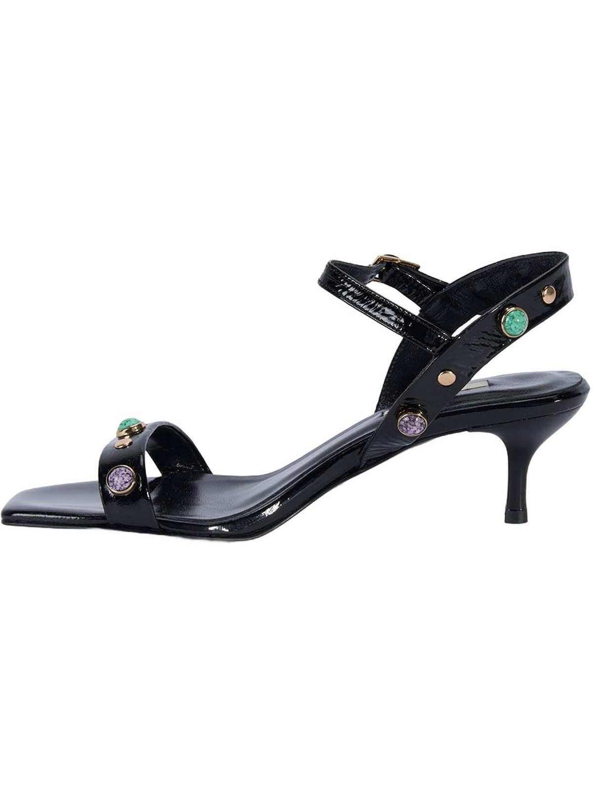 Desa DESA Damen-Sandalen aus Lackleder mit Strassdetails und Absatz Sandale