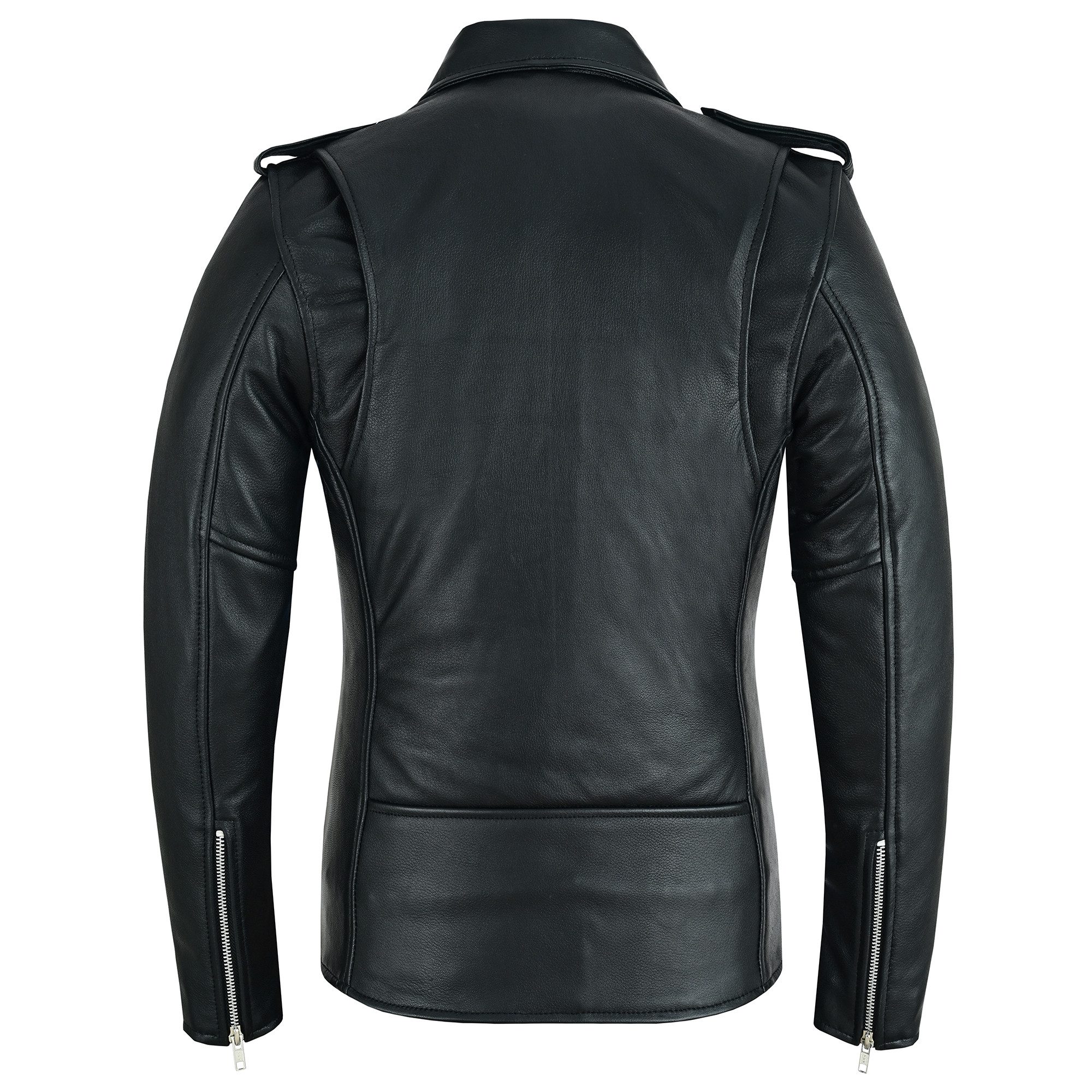 BOHMBERG Lederjacke Damen Retro Biker Highway aus echtem Vollleder Schwarz