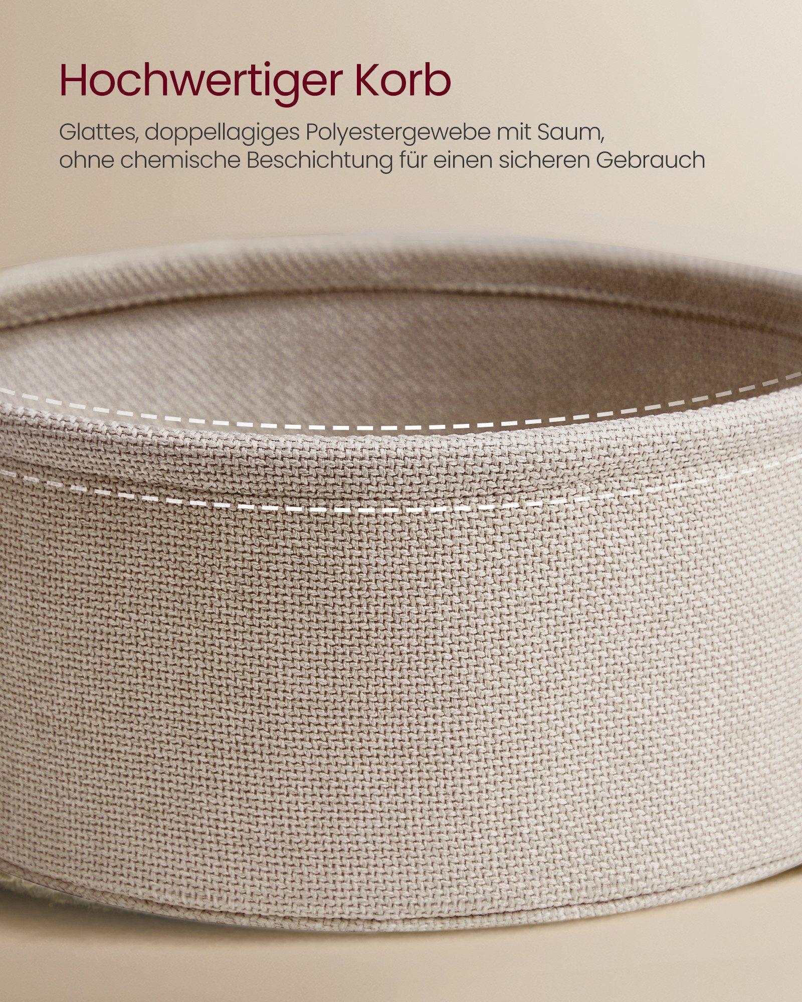 VASAGLE Beistelltisch, rund, Couchtisch, mit Korb aus Stoff, Ø45 cm, modern