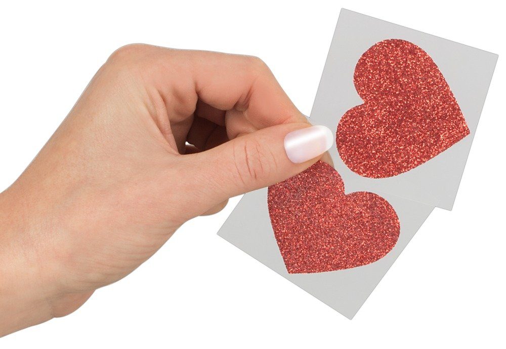 Cottelli Collection Brustwarzenabdeckung Nippelsticker in Herz Form (1 Paar), Mit Glitzer