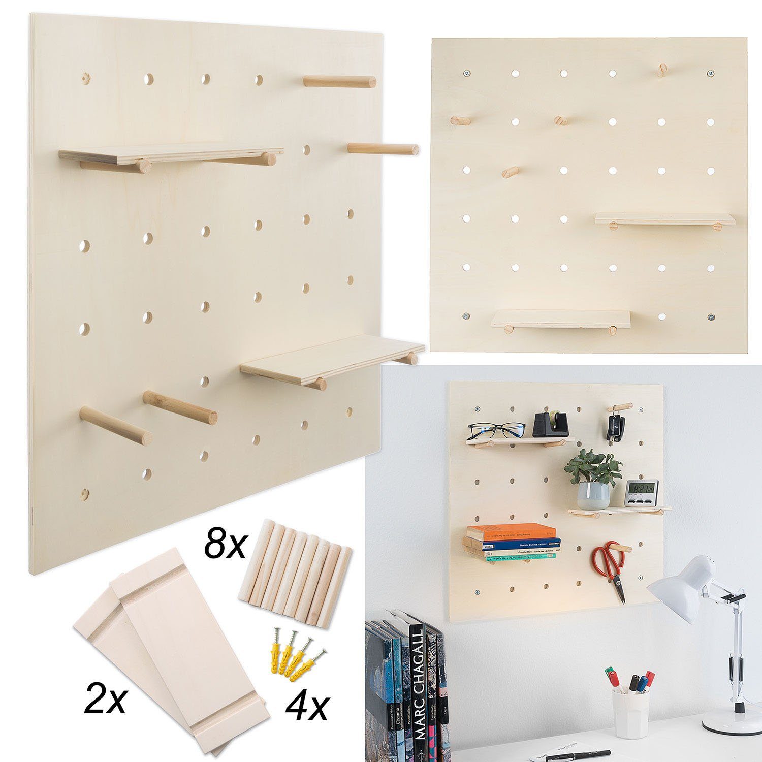 Goods+Gadgets Wandregal Goods+Gadgets Wandregal Pegboard – Werkzeugwand & Stecktafel Organizer, Werkzeugwand, Kreatives Stecktafel Ordnungssystem