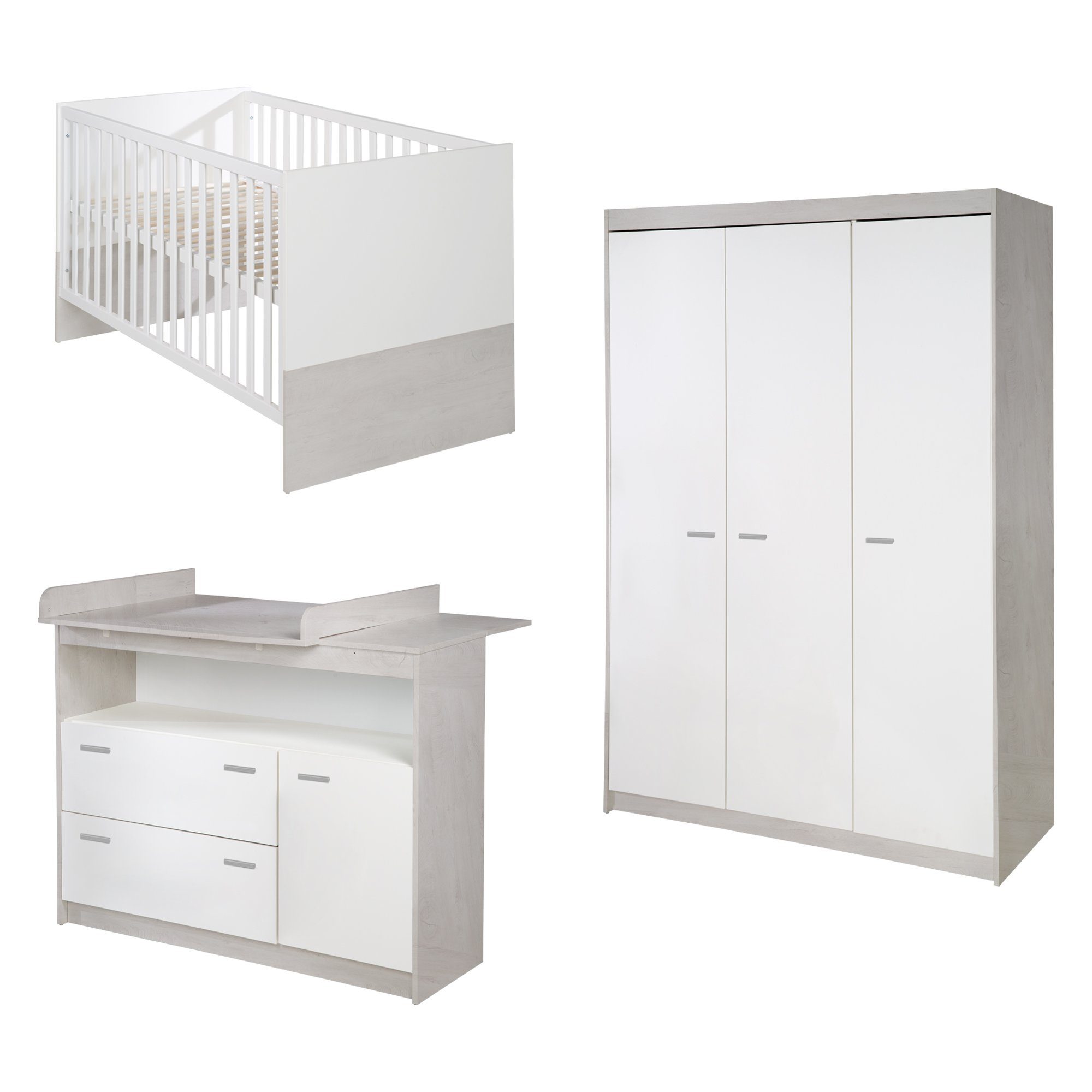 roba® Babyzimmer-Komplettset Julia, Gitterbett, Wickelkommode & Schrank 3-t günstig online kaufen
