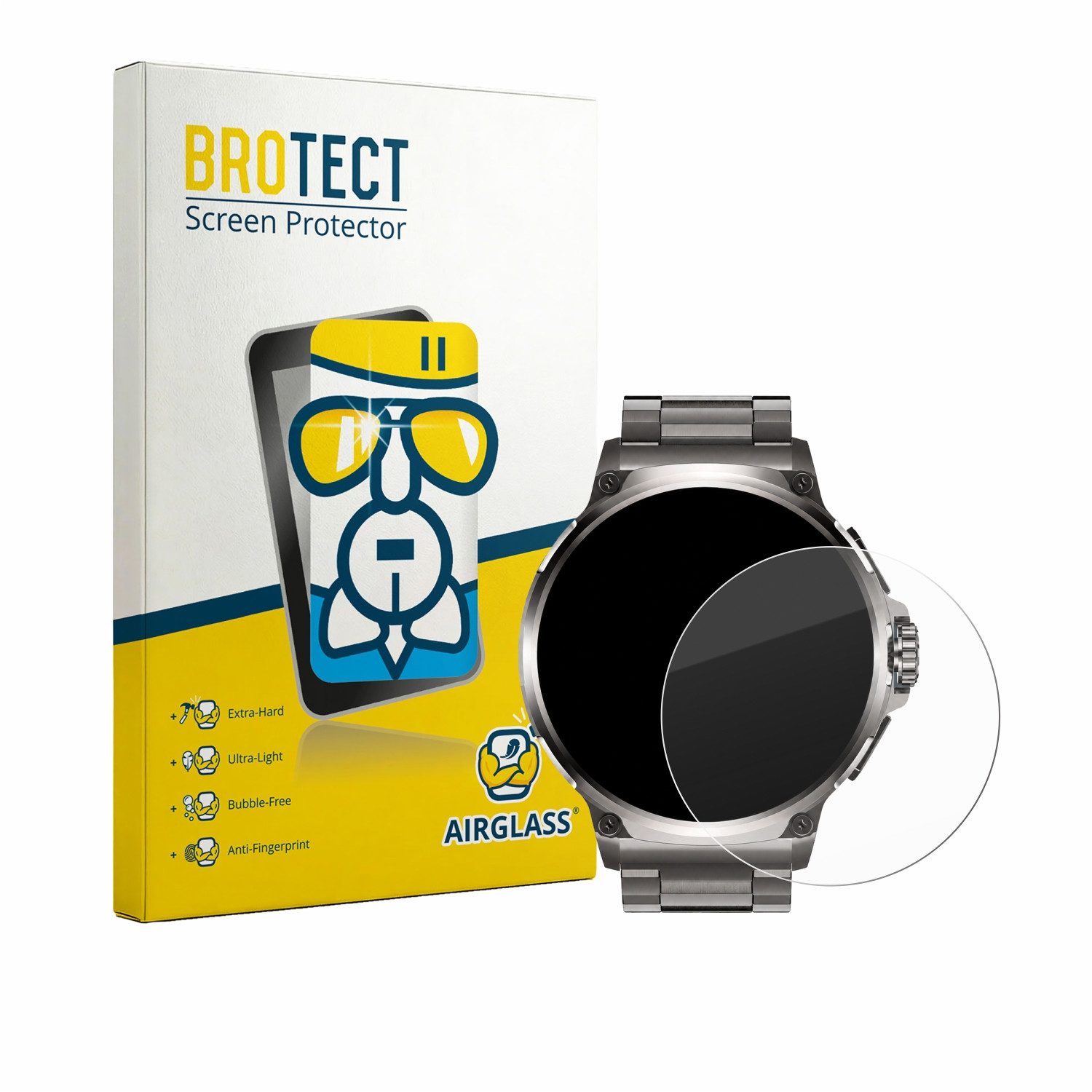 BROTECT Displayschutzglas Folie für Fosmet Smartwatch 1.92", Schutzfolie Glas Panzer Display Schutz klar