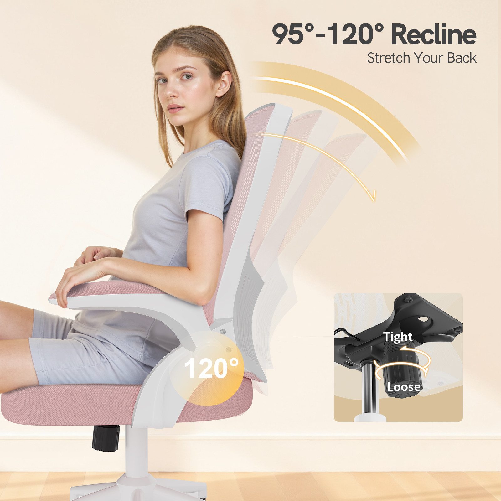 ZAISZE Bürostuhl Ergonomischer Bürostuhl mit verstellbarem Rücken und Höhe, Ergonomischer Bürostuhl, verstellbarer Bürostuhl,für das Home Office