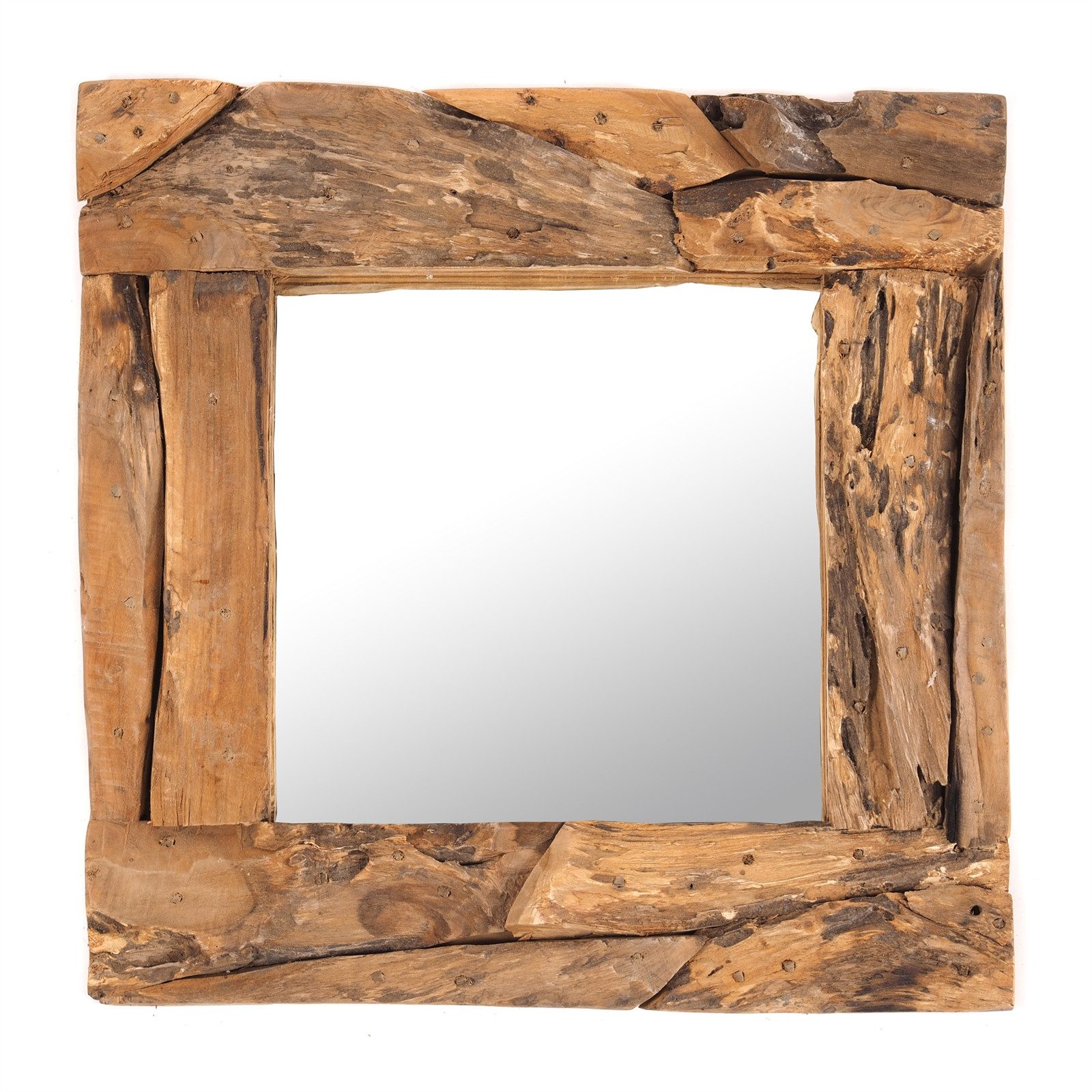 DESIGN DELIGHTS Wandspiegel HOLZSPIEGEL "Holz massiv 50", Holz massivkholz, 50x50 cm, Wandspiege