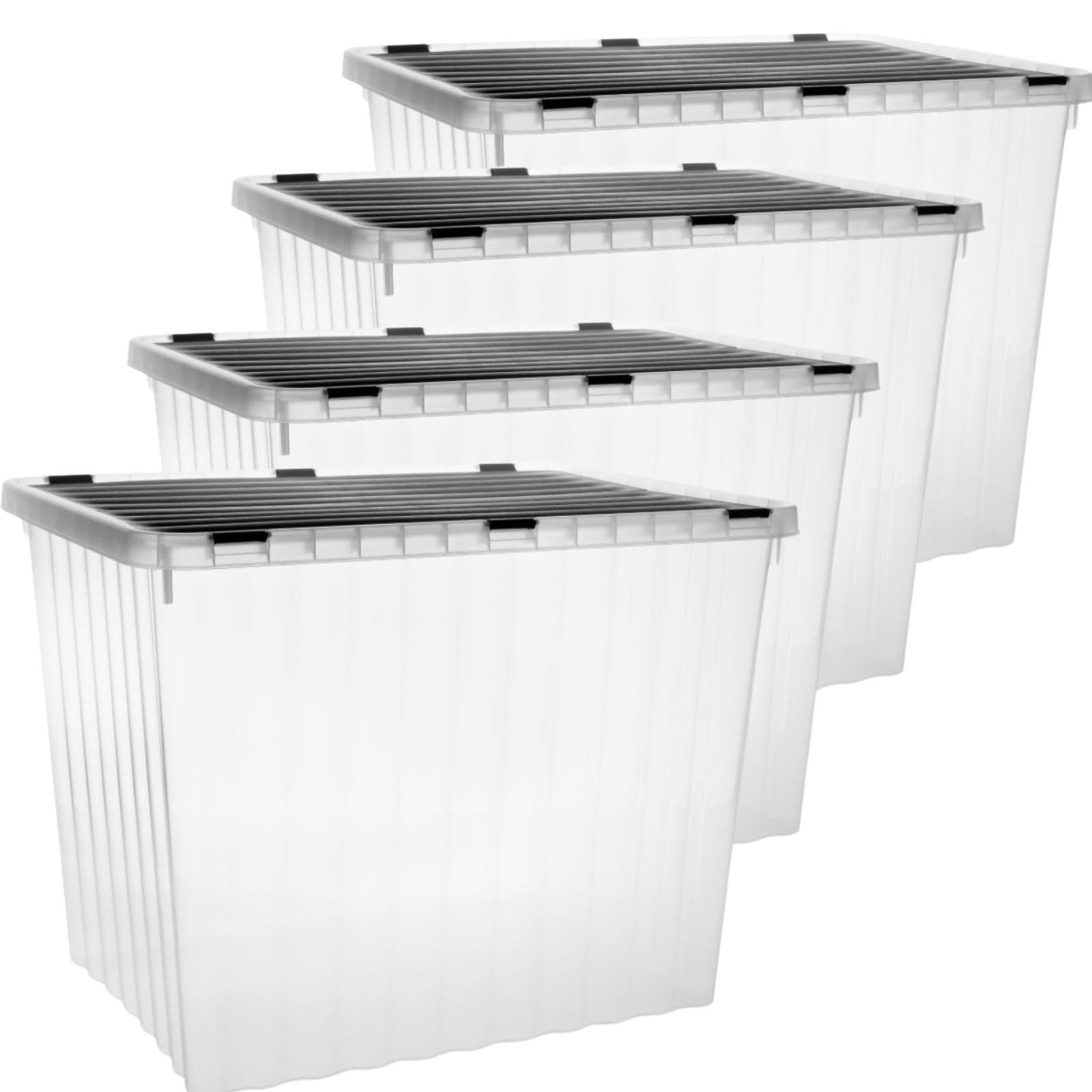 Centi Aufbewahrungsbox Große Aufbewahrungsbox mit Deckel 50L stapelbar (4er günstig online kaufen