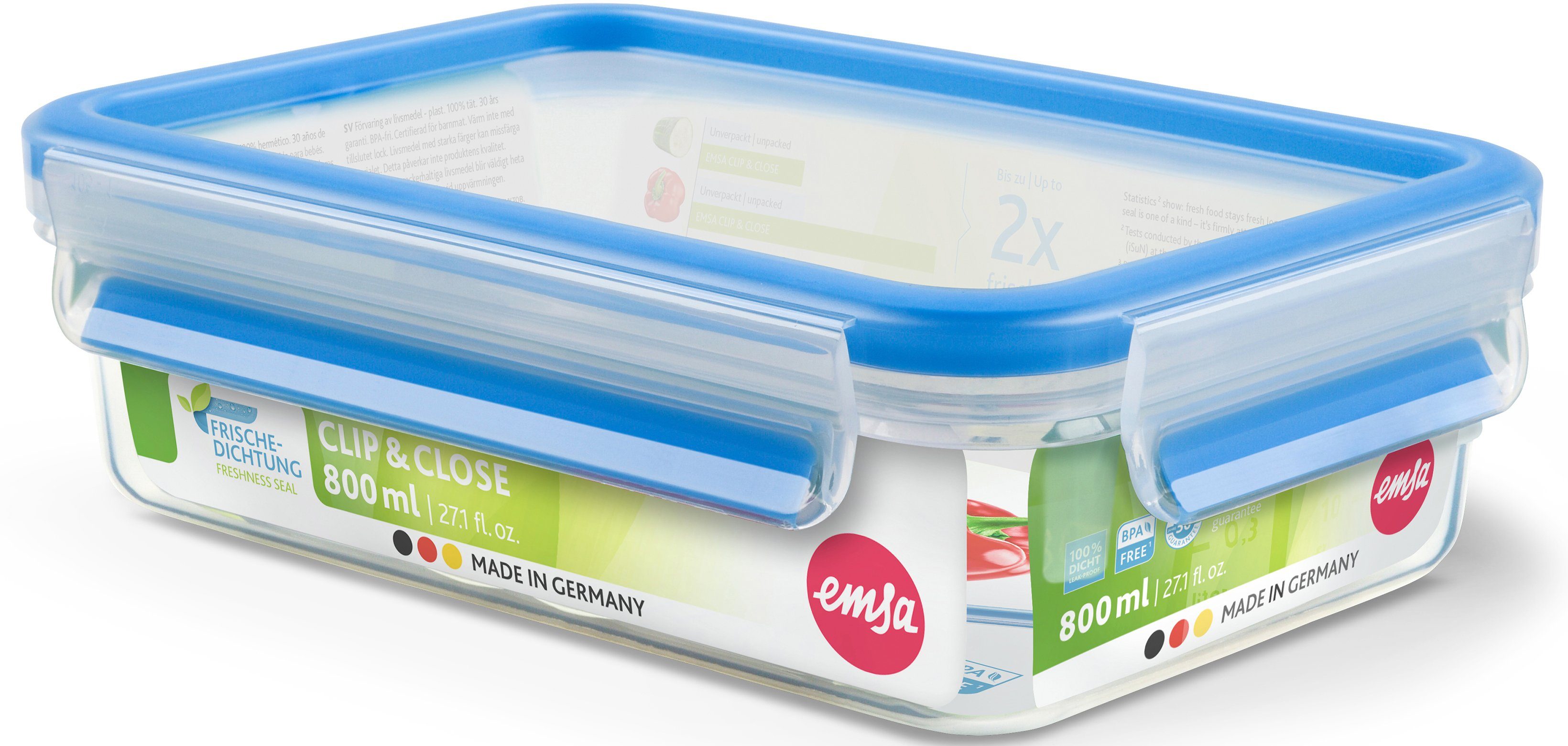 Emsa Frischhaltedose Clip&Close, Polyprophylen (PP), (Set, 8-tlg), Made in Germany, mikrowellengeeignet, (8 Dosen m. Deckel)