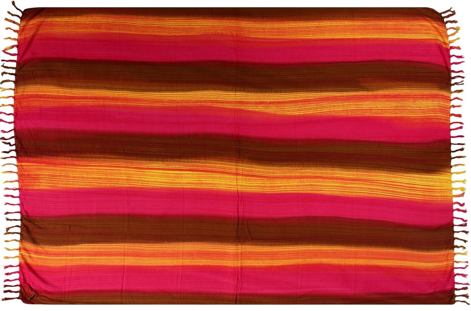 Wogeka Sarong blickdichter Sarongrot Streifen als Strandtuch Strandkleid Wickelrock