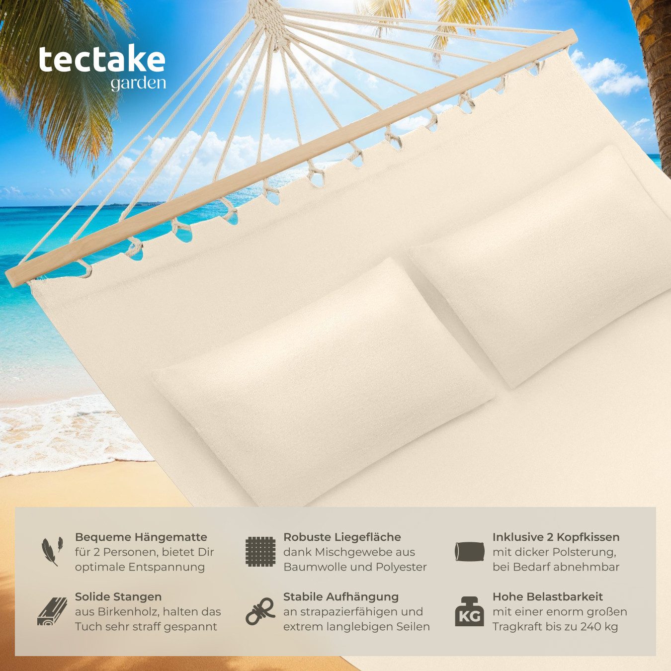 tectake Hängematte Hammock Eden, mit Spreitzstäben, günstig online kaufen
