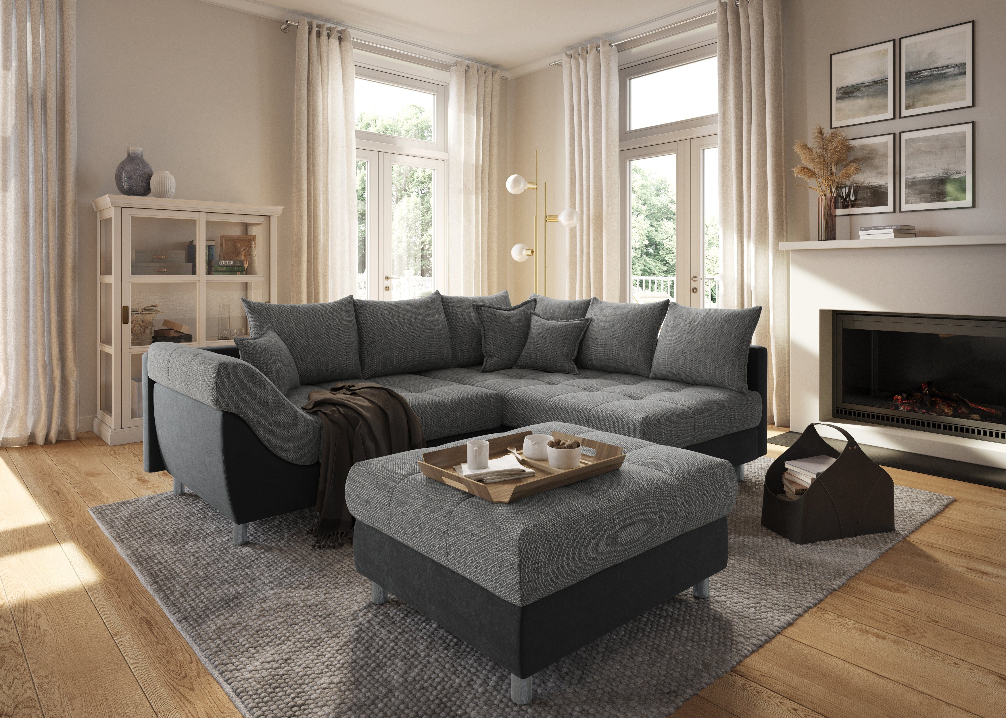 COLLECTION AB Ecksofa Innsbruck L-Form, B: 247 cm, 3 Zierkissen, Federkern