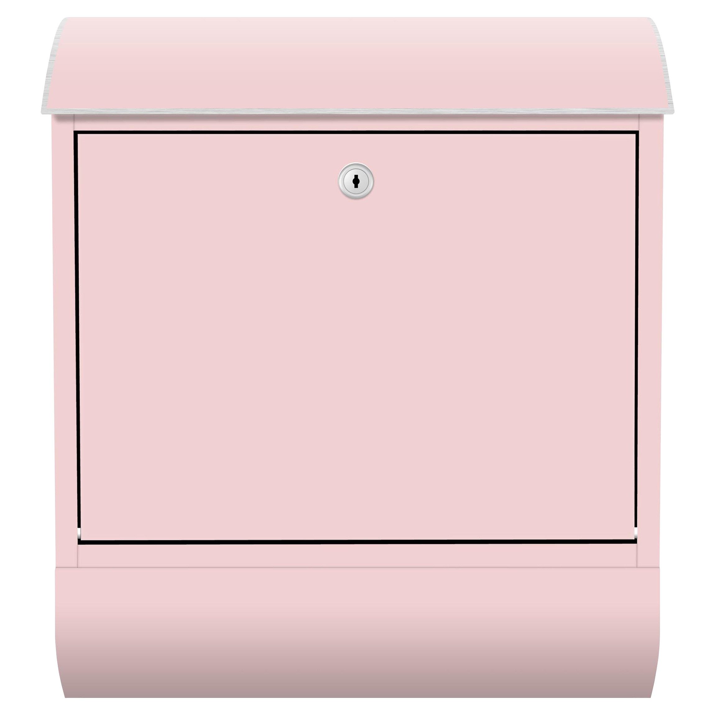 Bilderdepot24 Briefkasten Wandbriefkasten mit Zeitungsfach einfarbig Rosa (inkl. Zeitungsrolle und 3 Schlüssel), matt, wetterfest, UV-beständig, abschließbar, 46x39x13 cm