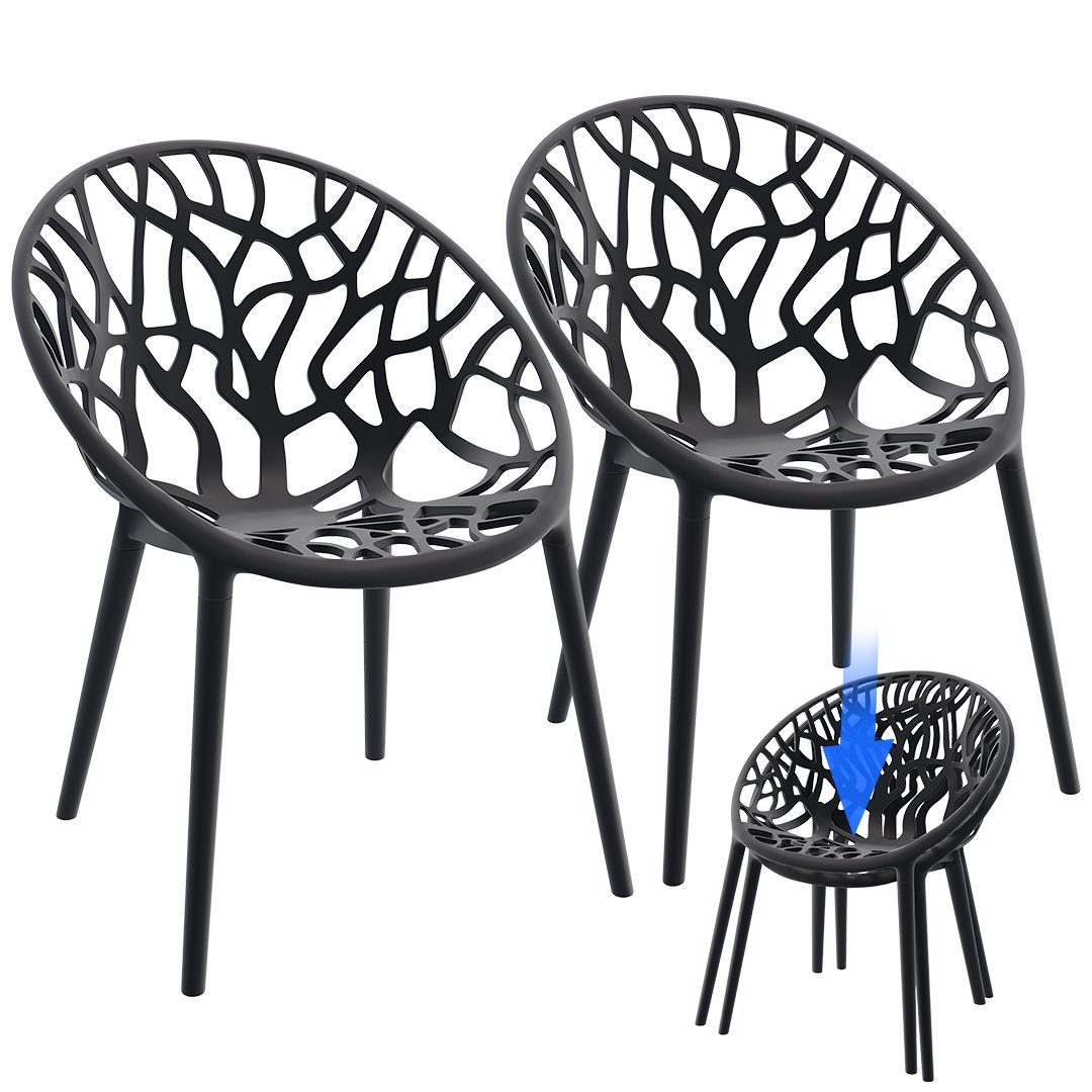 STEELSØN Gartenstuhl Quanta wetter- & UV-beständig, stapelbar (2er Set, schwarz), Schalenstuhl outdoor geeignet, verfügbar als 2er, 4er & 6er Set