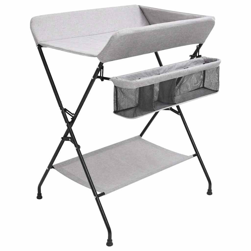 furnicato Wickeltisch Hellgrau 80,5 x 67 x 102,5 cm mit Seitenfächern und, Klappbare Babykommode mit Sicherheitswänden und viel Stauraum