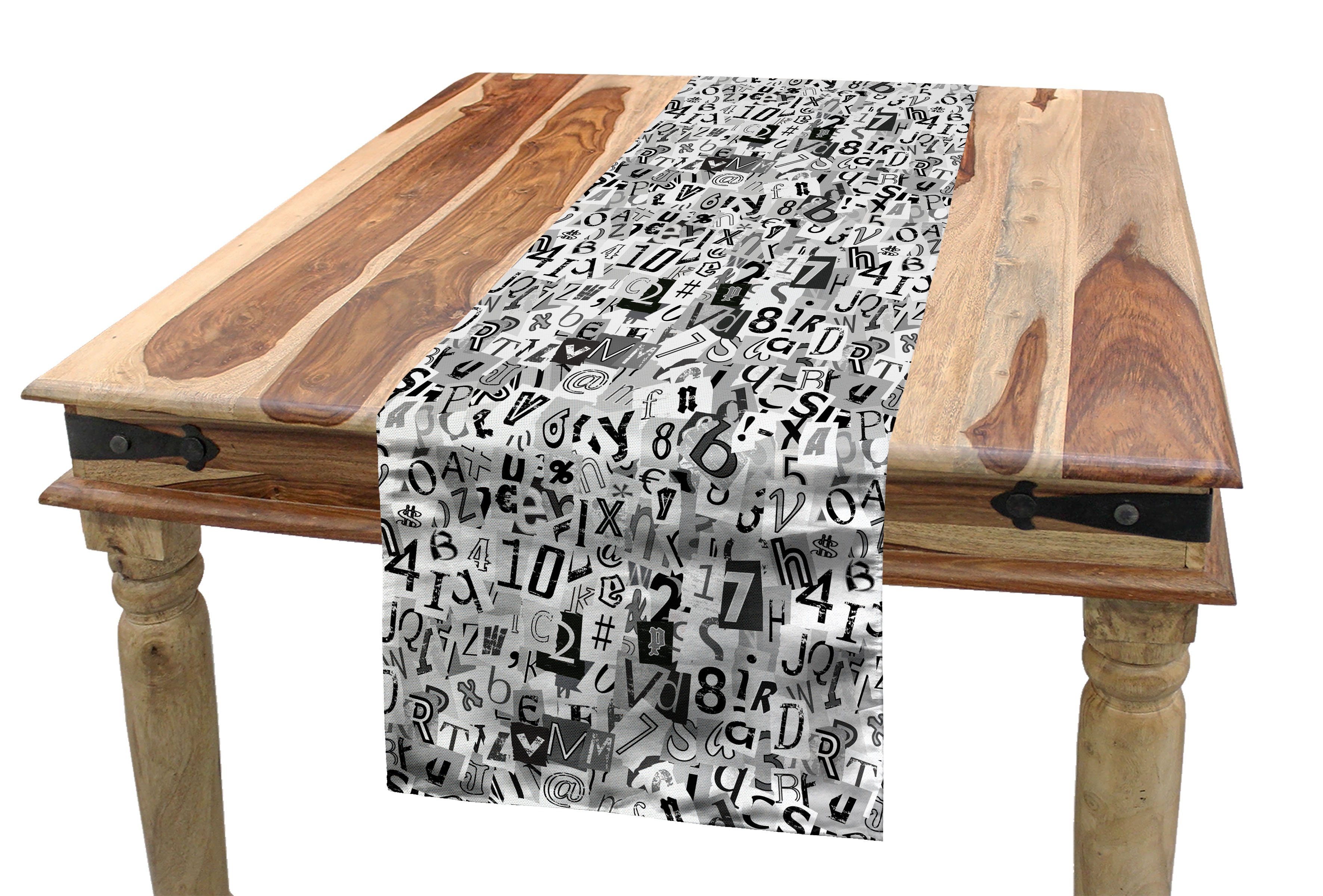 Collage Dekorativer Küche Esszimmer Art-Alphabet Tischläufer, Rechteckiger Tischläufer Brief Abakuhaus