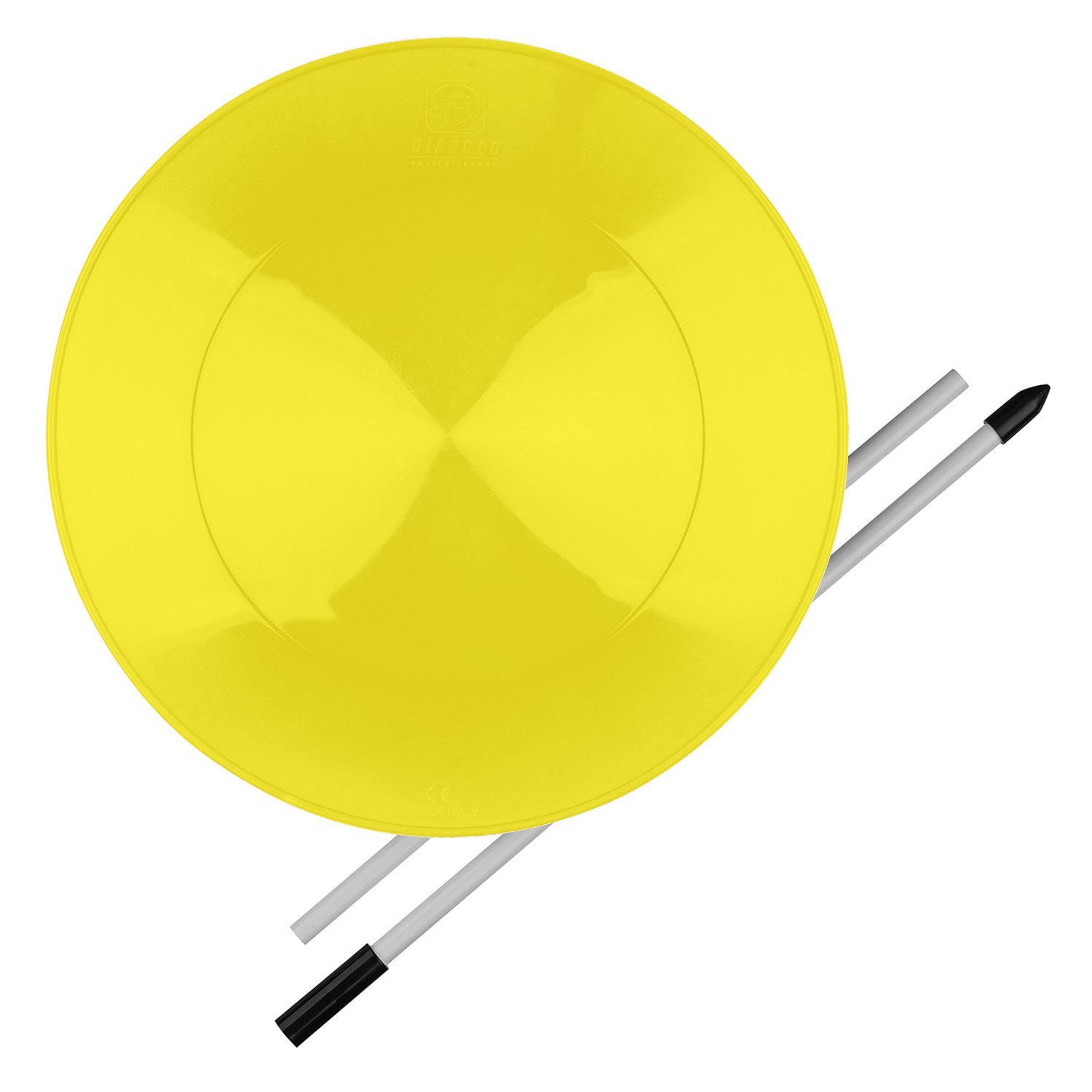 Diabolo Freizeitsport Spiel Jonglierteller Set UV mit Stab ab 5 Jahren, Tellerdrehen, Tellerdrehen Spielzeug Kinder Spinning Plate 23 cm (gelb)