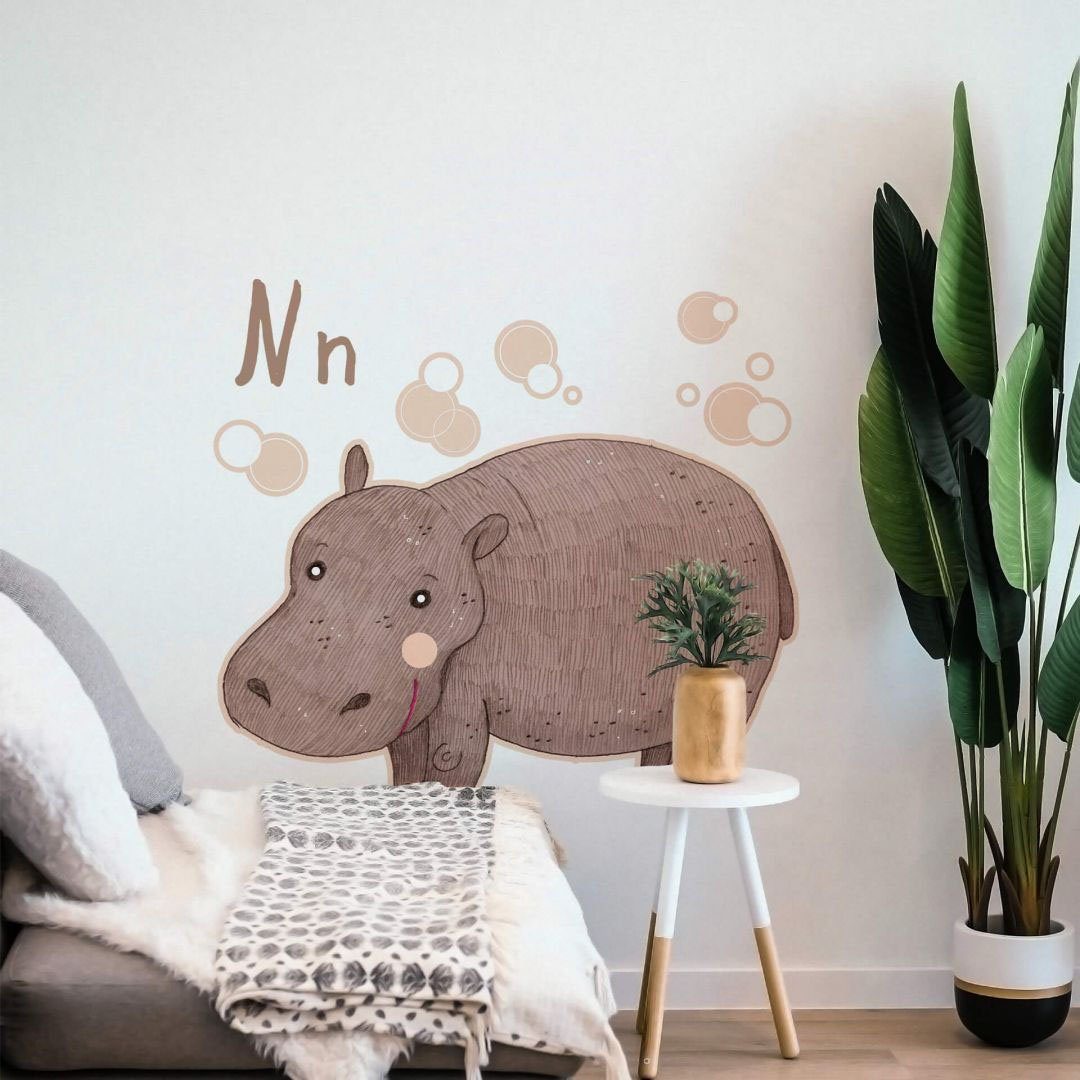 Wall-Art Wandtattoo Nilpferd Hippo Buchstabe (1 St) N