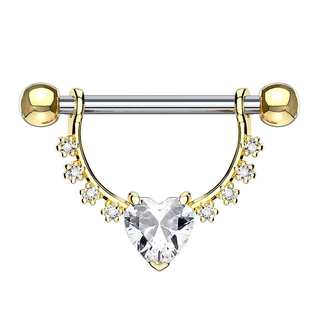 Taffstyle Intimpiercing Brustwarzenpiercing Barbell beweglich Kristall Herz Anhänger (Nippelpiercing Intimpiercing mit beweglichem Kristall Herz)