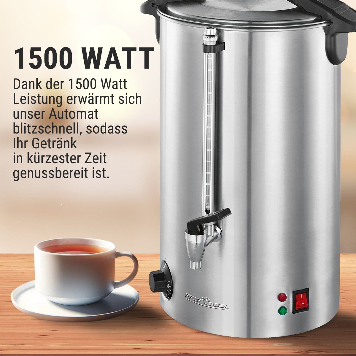 ProfiCook Heißgetränke- und Glühweinautomat PC-HGA 1111, 16L Tankinhalt, für Glühwein, Tee & Kaffee