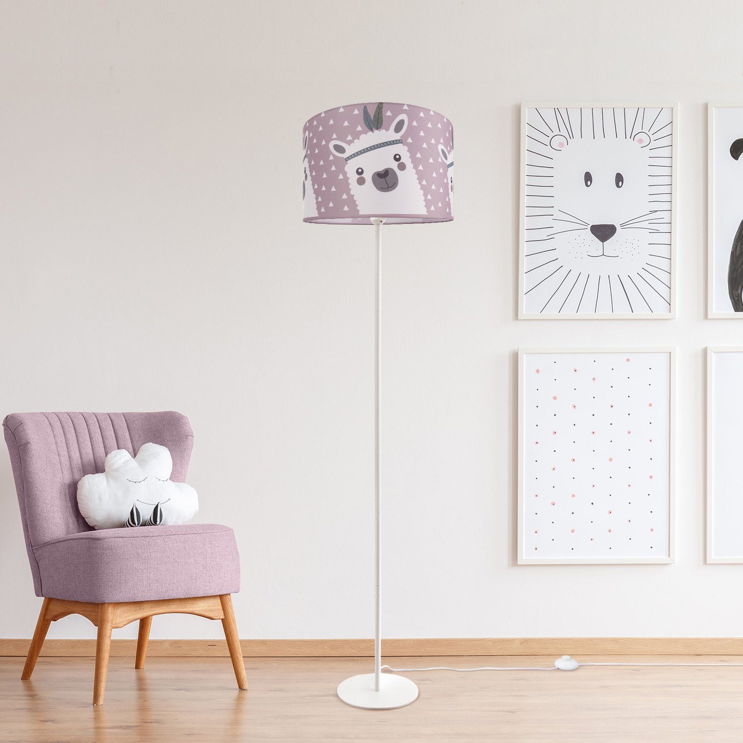 Paco Home Stehlampe Ela Lama-Motiv 214, LED Mit Leuchtmittel, E27 ohne Kinderzimmer Stehleuchte Kinderlampe Lampe