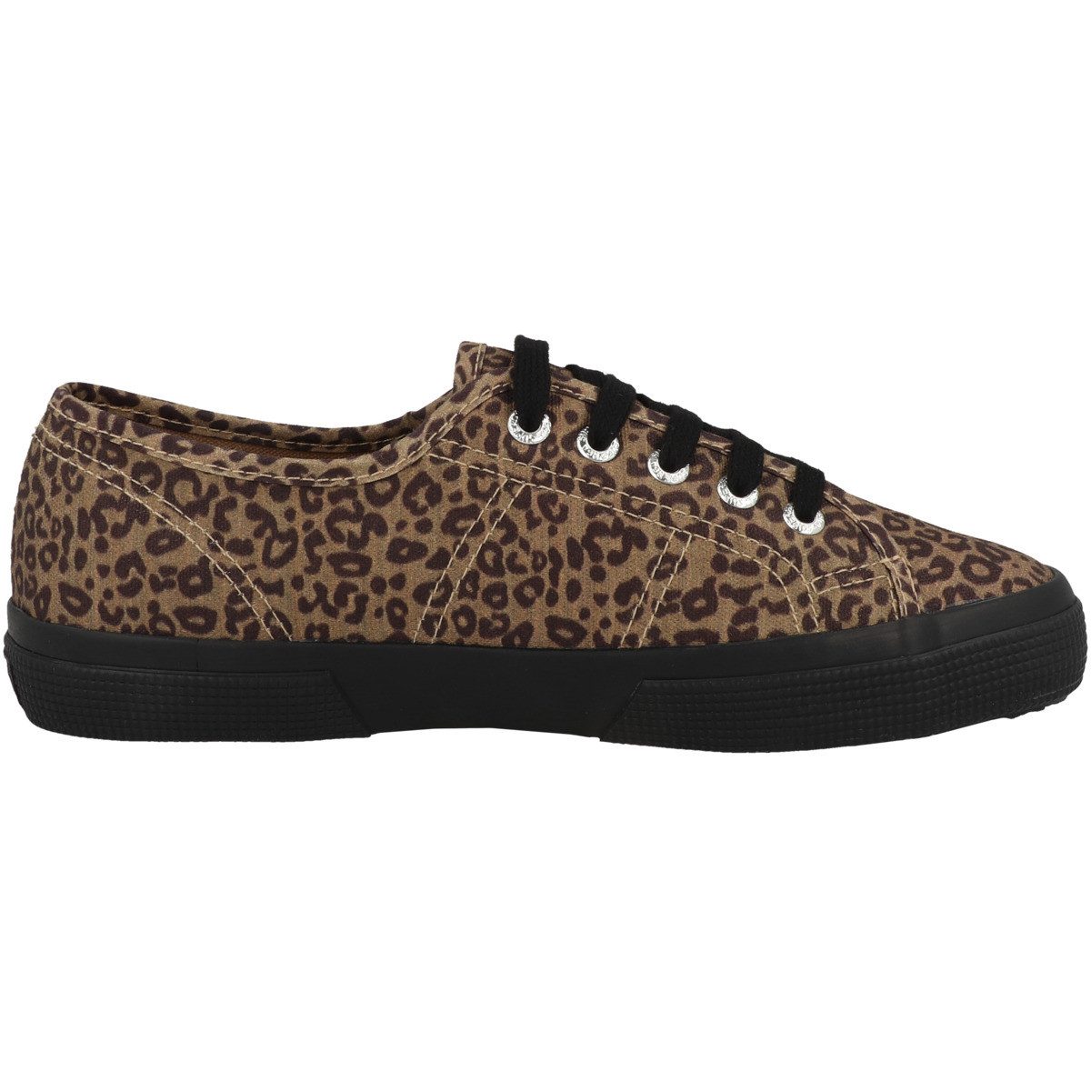 Superga 3750 Black Leopard Print Leggera Damen Sneaker Turnschuhe, Sportschuhe, Freizeitschuhe, Halbschuhe, Schnürschuhe
