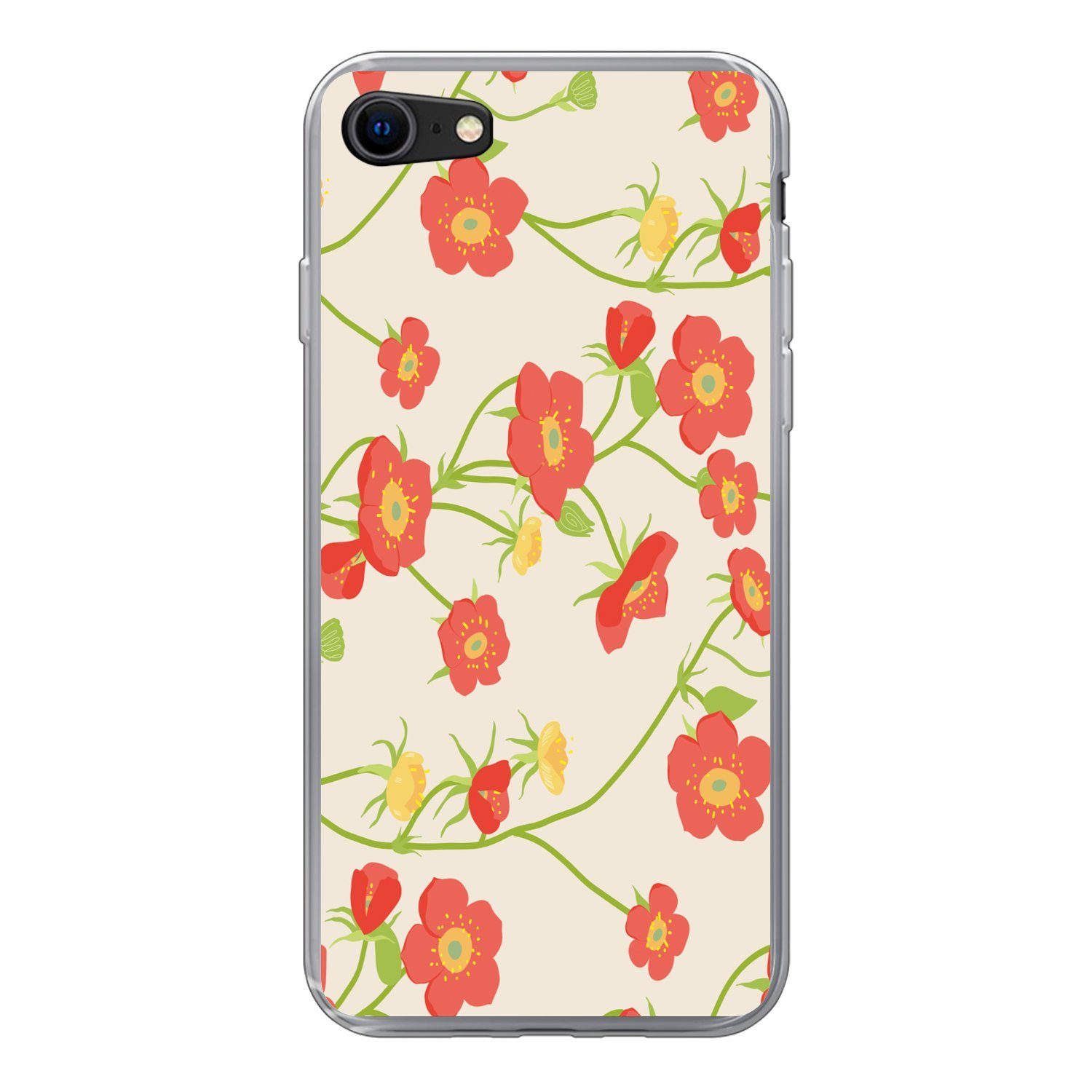 MuchoWow Handyhülle für Apple iPhone 8 Blume - Feldblumen - Muster, Smartphone-Bumper, Print, Handy Schutzhülle Dünn