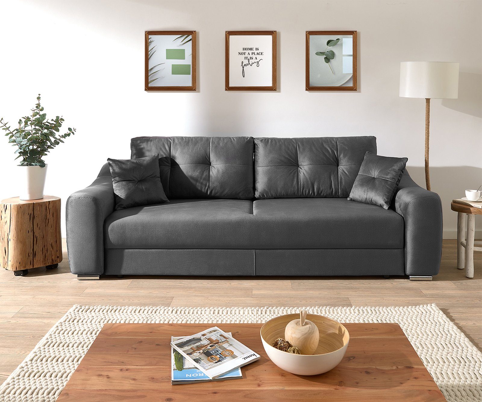 DELIFE Schlafsofa cm 240x100 Graphit Velour Narin, Schlafsofa