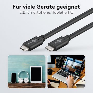 Goobay USB-C Kabel USB 3.2 Gen 1 Power Delivery USB-Kabel, USB-C, (50 cm), 5 Gbits Datenübertragung, 60 W Leistung, Schwarz