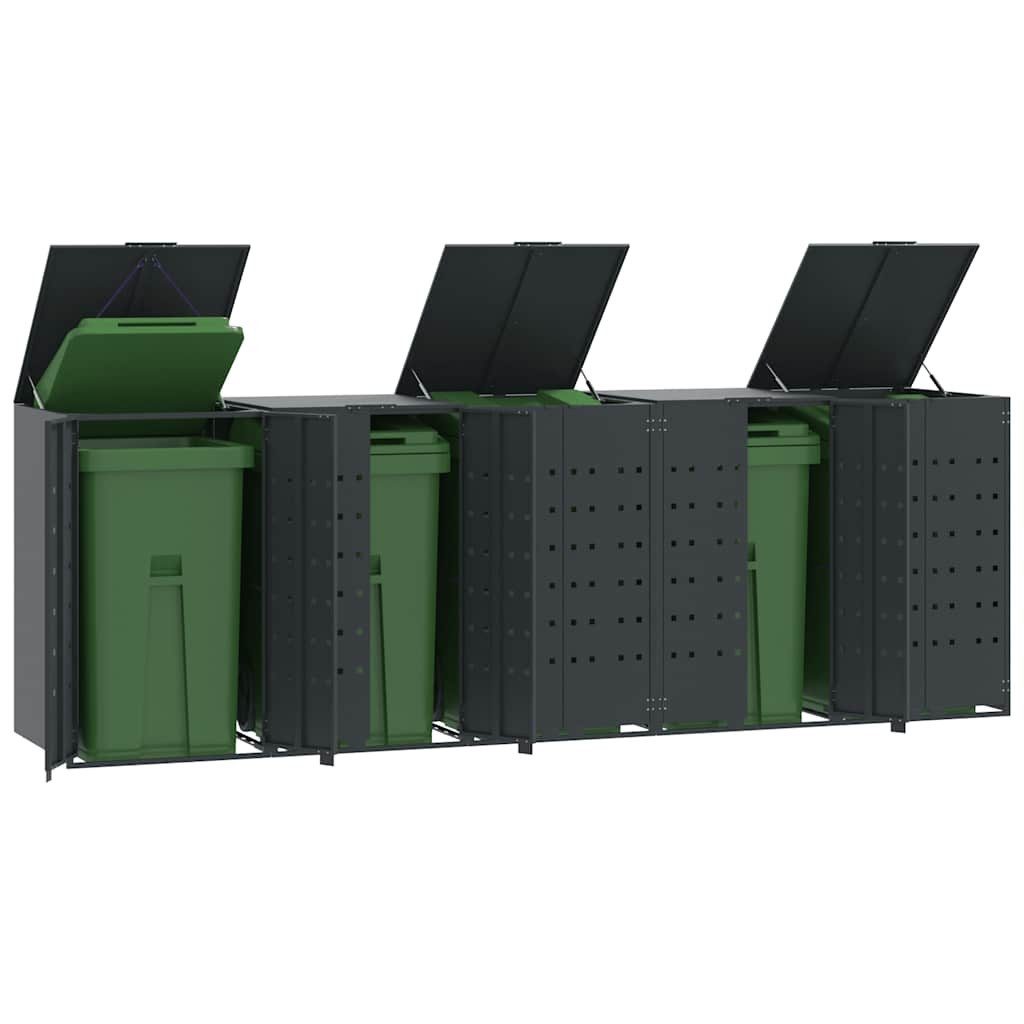 vidaXL Mülltonnenbox Mülltonnenbox für 5 Tonnen Anthrazit 345x79x117 cm Stahl