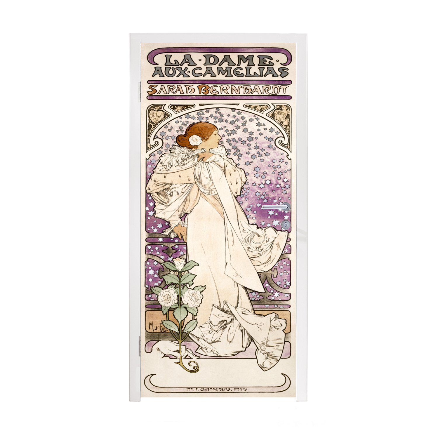 MuchoWow Türtapete Frau - Jugendstil - Pastell, Matt, bedruckt, (1 St), Sel günstig online kaufen