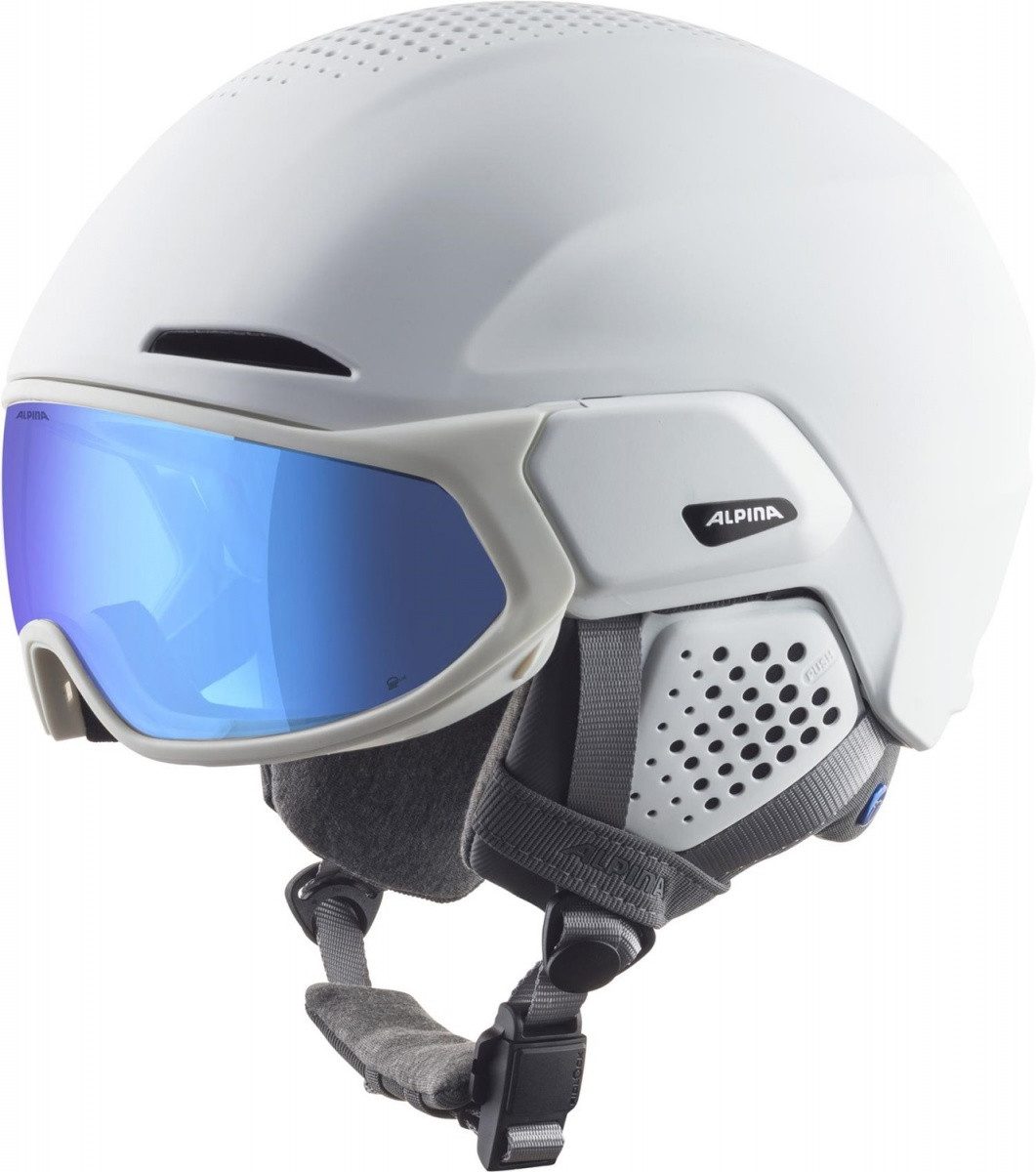 Alpina Sports Skihelm Alpina Alto Q-Lite Visier Skihelm Snowboardhelm White Matt Mirror Blue