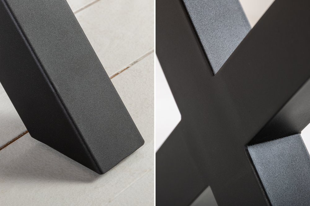 · 1-St), Baumkantentisch geölte schwarz 160cm Industrial · GENESIS riess-ambiente · · X-Gestell (Einzelartikel, Massivholz braun / Metall Akazie VINTAGE Design