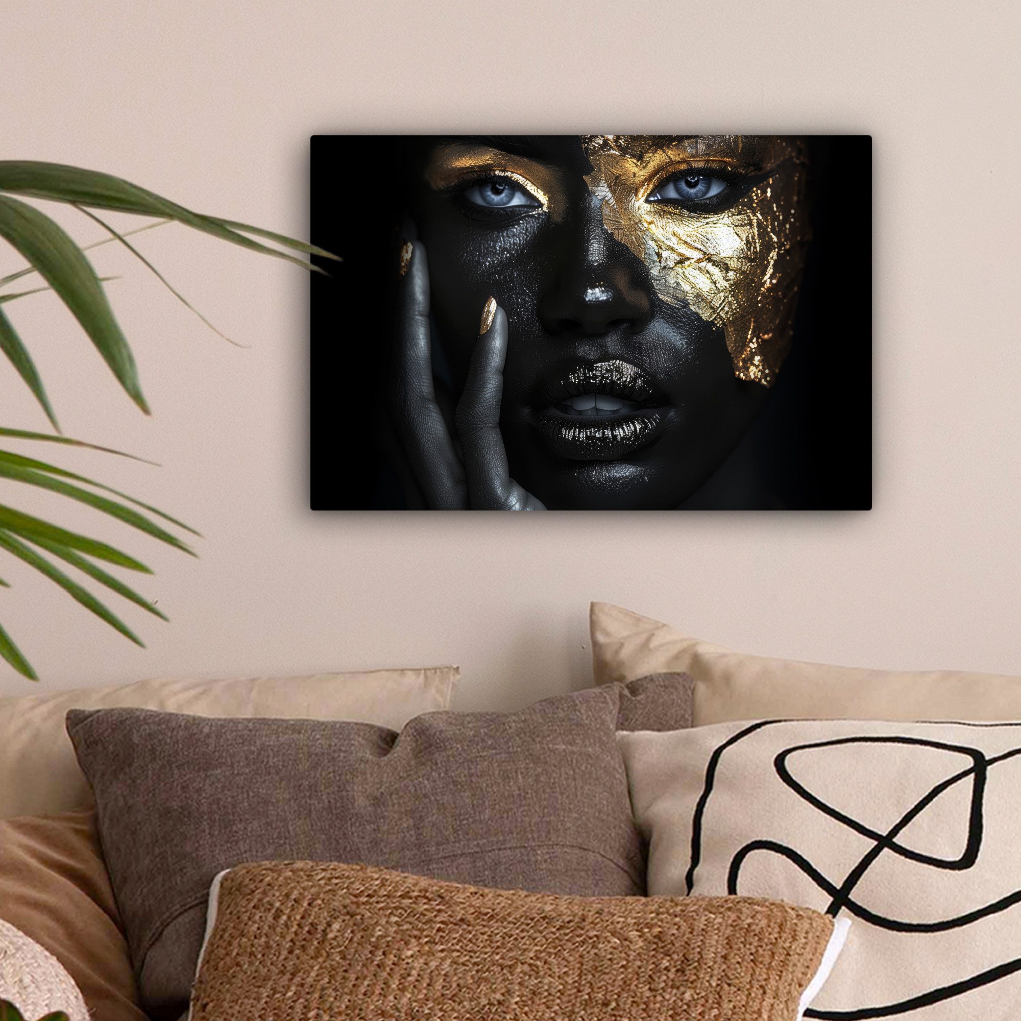 OneMillionCanvasses® Leinwandbild Frau - Gold - günstig online kaufen