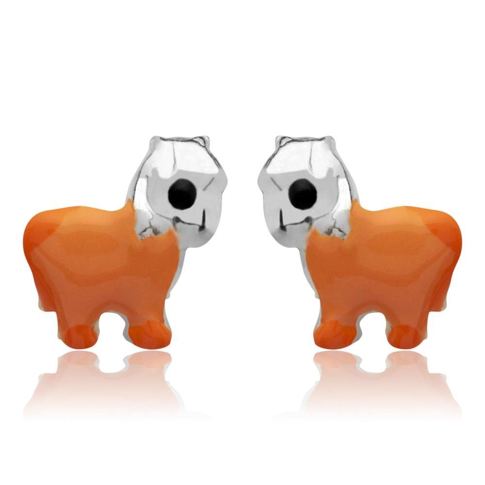 Unique Paar Ohrstecker Unique Kinderohrstecker 925 Silber Pferd orange  KE0025