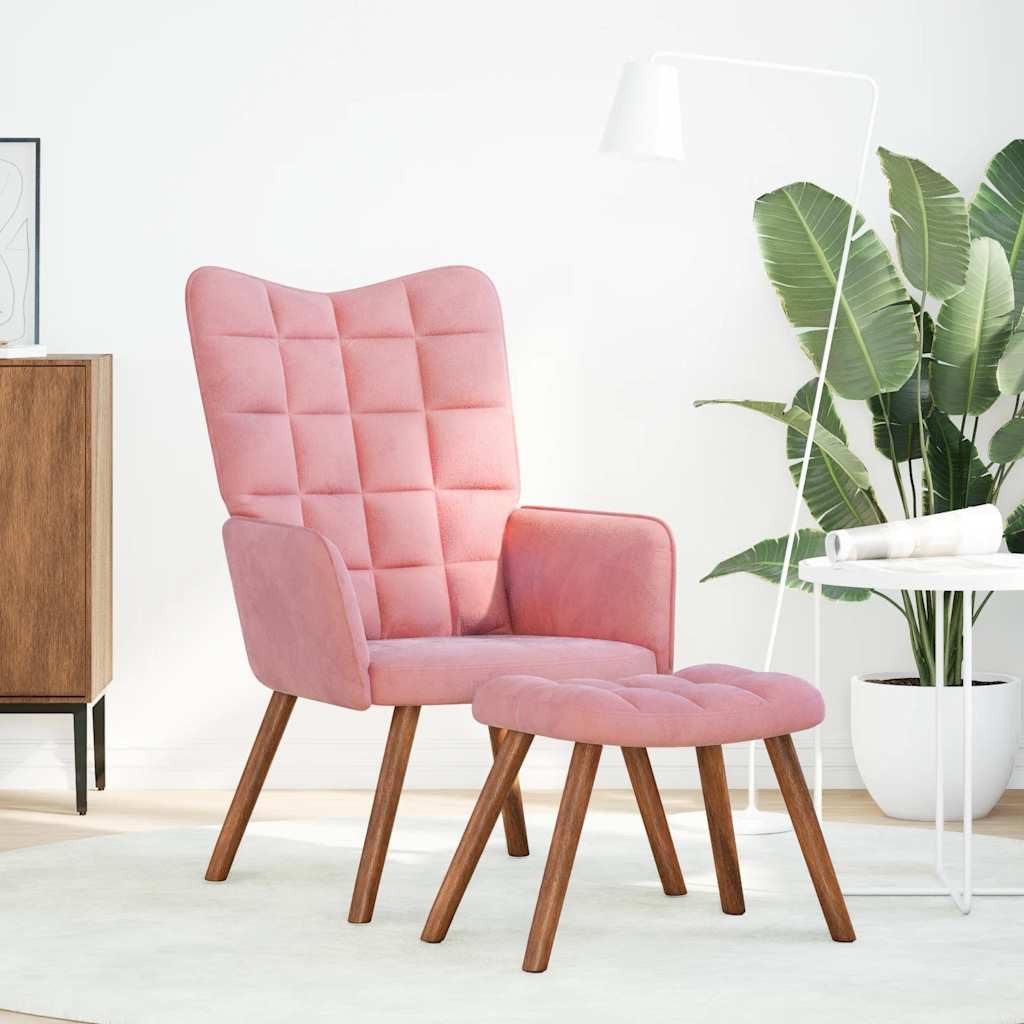 vidaXL Sessel Relaxsessel mit Hocker Rosa Samt (1-St) günstig online kaufen