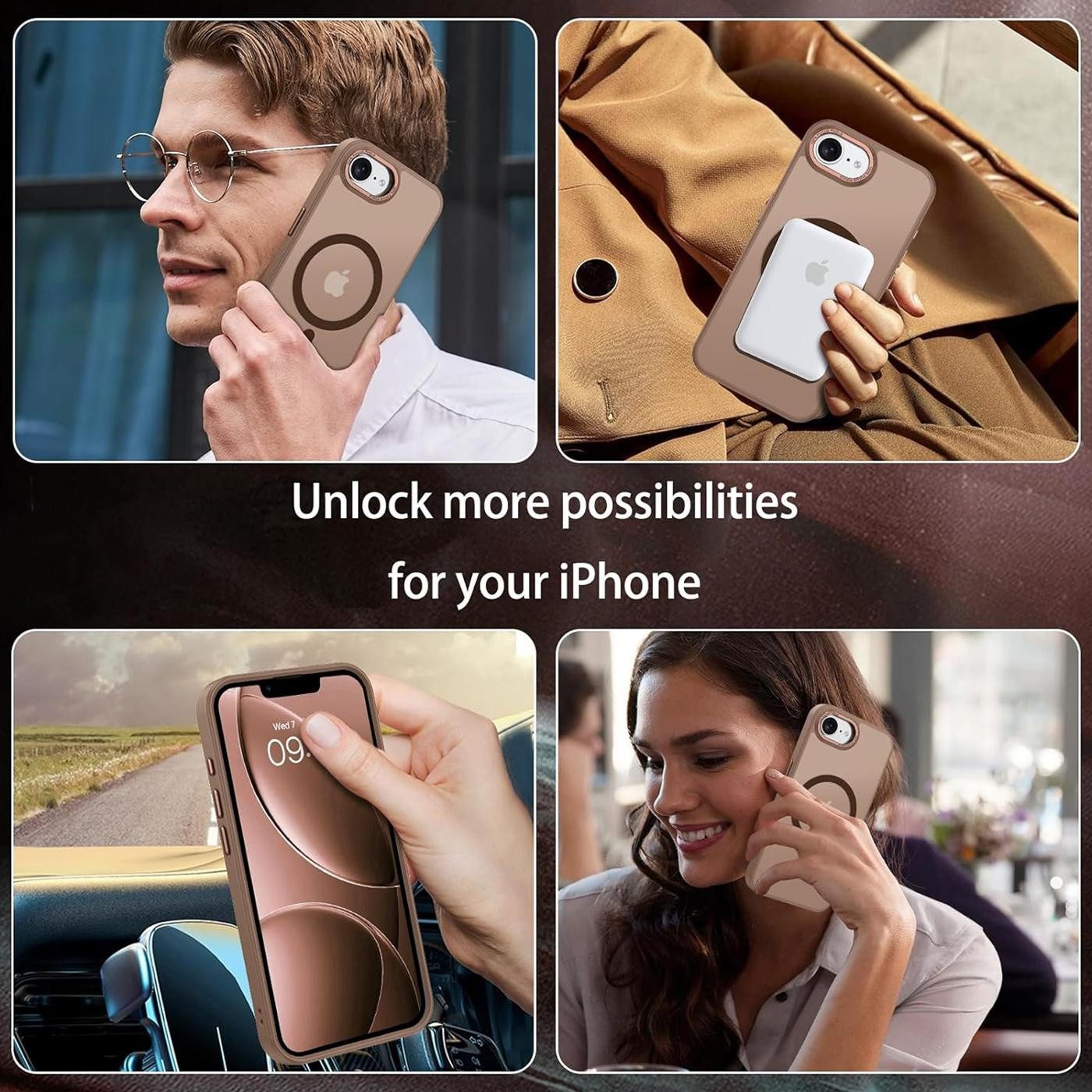 CoolGadget Handyhülle Magnet Hülle für iPhone 16e Schutzhülle mit Metall Kamerarahmen 6,1 Zoll, magnetisches Schutzcase Matt Stoßfest kompatibel mit Magsafe Zub – Bild 4 von 5